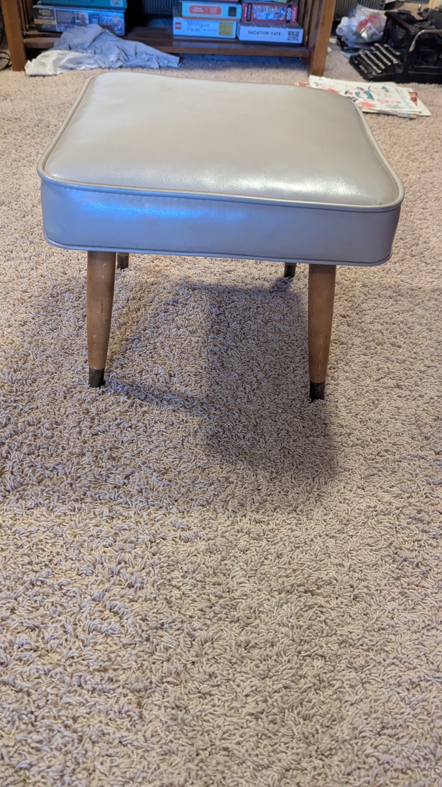 Vintage MCM  Footstool Mid Century Modern Tan Khaki Sand Color