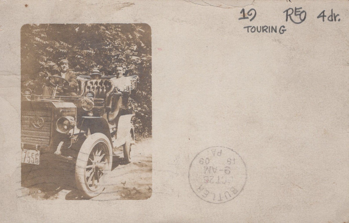 REO Touring Car Brass Era Auto Butler PA Antique 1909 - RPPC Photo Postcard