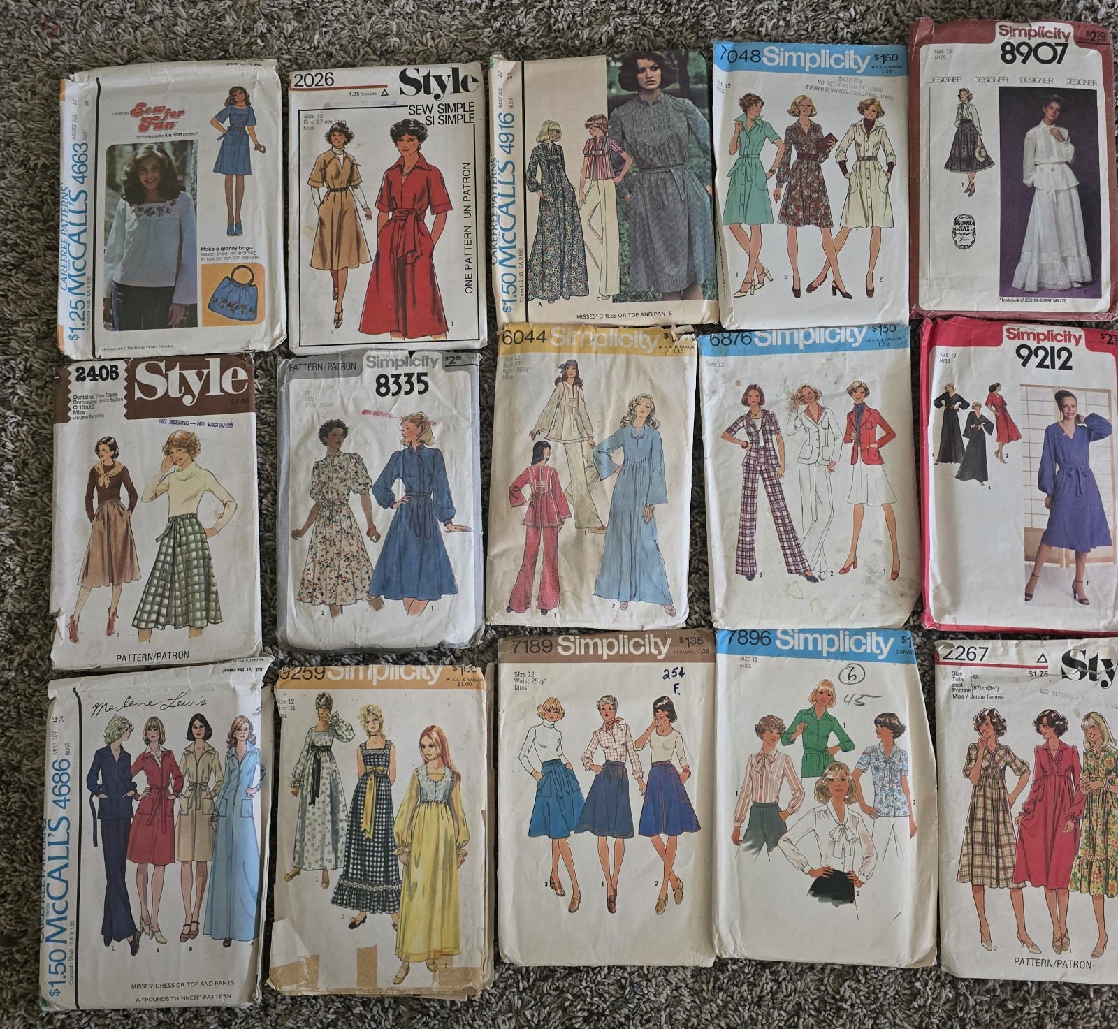 Lot Of 15 Vtg 1970s Sewing Patterns Womens Sz 12 Variety Of Garments 1 Gunne Sax