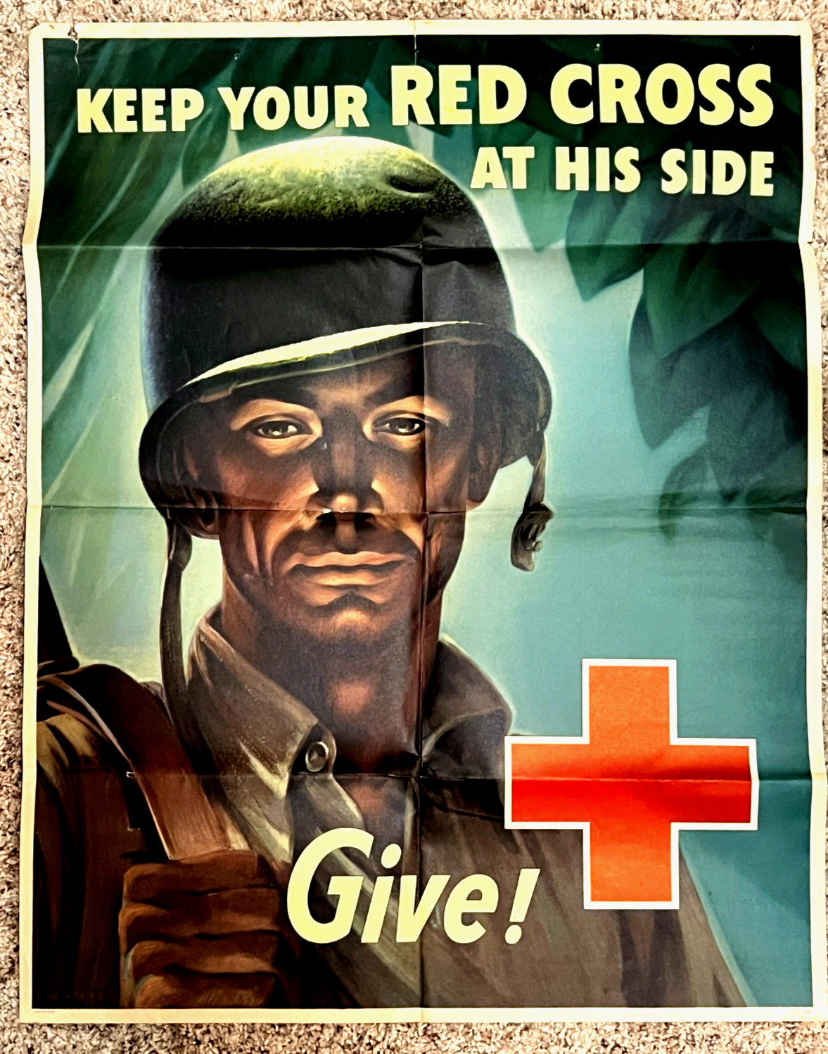 Original 1944 Keep Your Red Cross at His Side Give WWII Poster Whitman Jr. Original 1944 Keep Your Red Cross at His Side Give WWII Poster Whitman Jr.