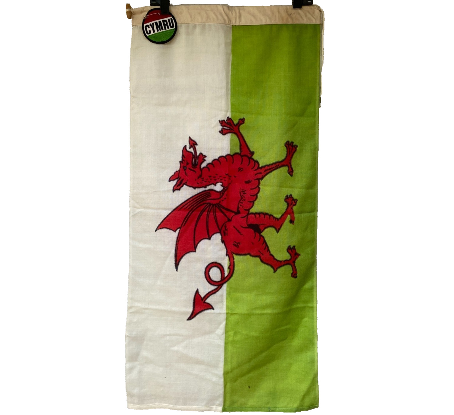 CYMRU British Wales Welsh Linen Red Dragon Flag Banner Round Patch Nylon Wool