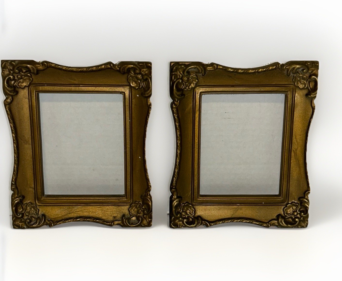 Vintage Set Of 2 Ornate Frames•3D Floral Scroll•Baroque MCM Gothic Decor•NoGlass