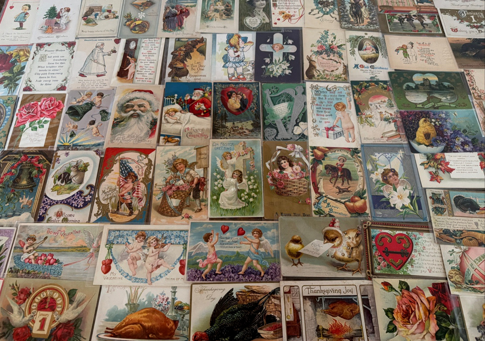 Huge Lot of 75~Holidays Greetings Postcards~Easter~Xmas~Thanksgiving~Santa~etc.