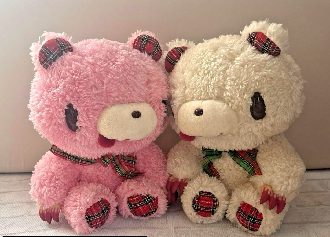 Chax GP Gloomy Bear Sitting Plush Teddy Grizzly White & Pink Set CGP-197 Rare