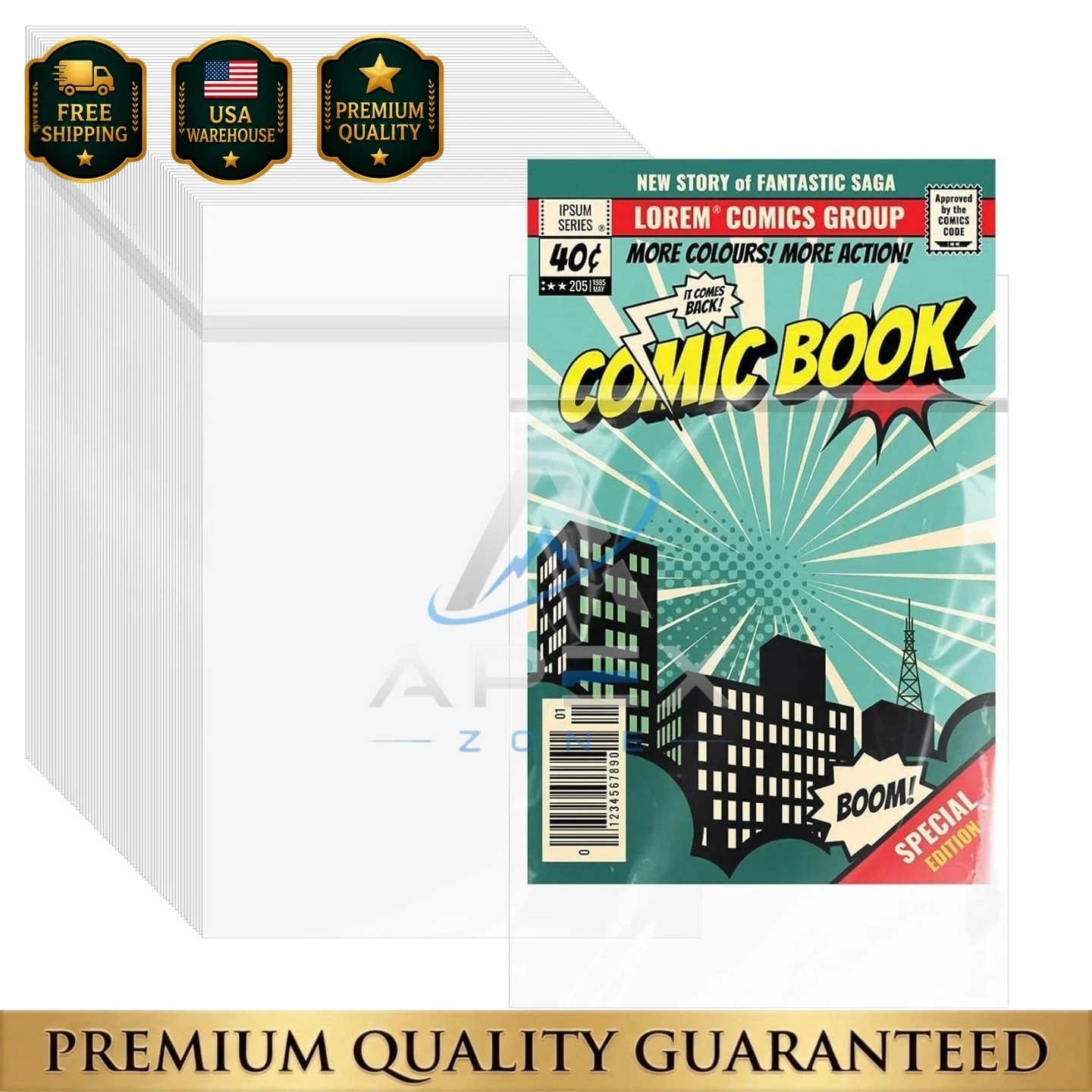 100 Pack Resealable Current Size Comic Book Bags , Plastic Comic Sleeves for CGC 100 Pack Resealable Current Size Comic Book Bags , Plastic Comic Sleeves for CGC
