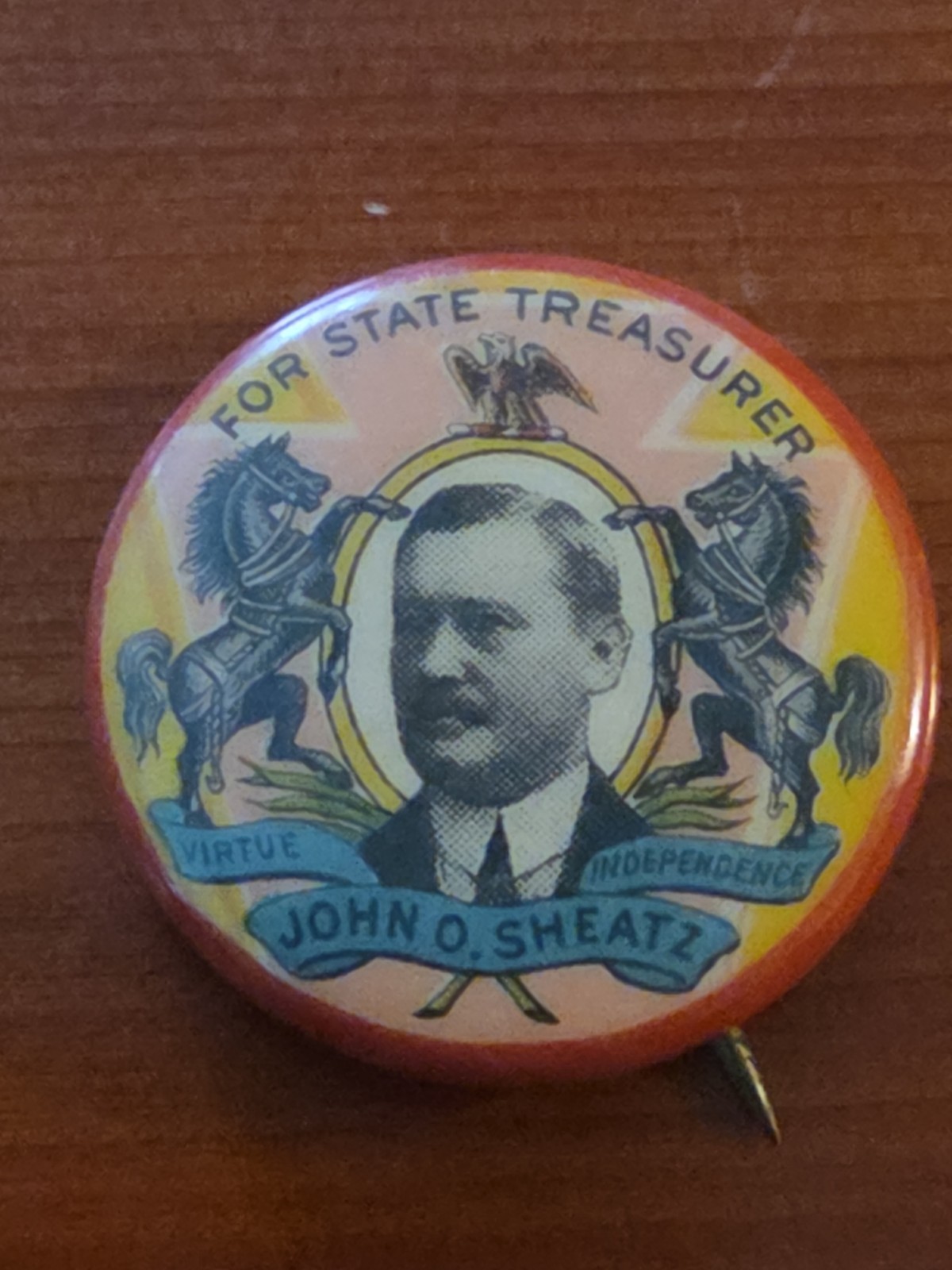 1908 John O. Sheatz for Treasurer Political Pinback Button Pin 1908 John O. Sheatz for Treasurer Political Pinback Button Pin