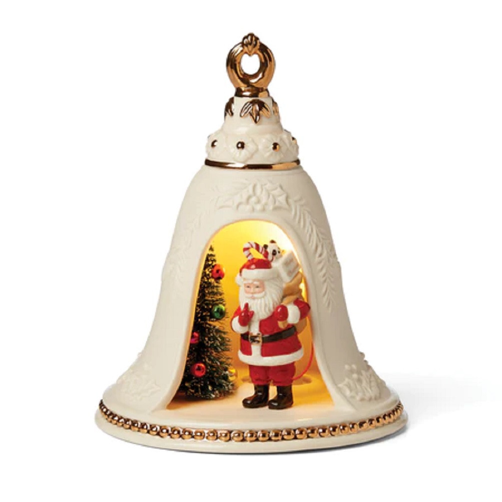 Lenox Fine  China NOSTALGIC SANTA - Lit Lighted Bell Scene - N/O