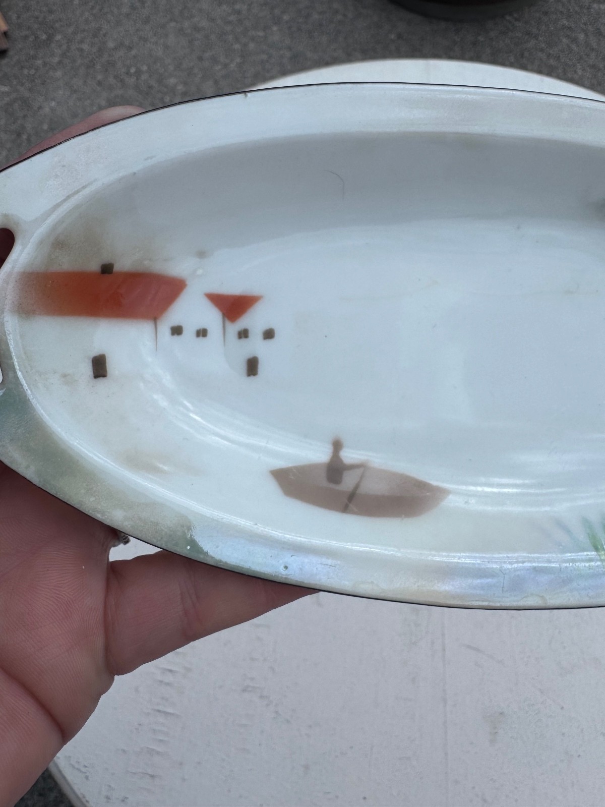 Antique Prov Saxe E.S. Germany Hand Painted Porcelain Serving Dish 10” Antique Prov Saxe E.S. Germany Hand Painted Porcelain Serving Dish 10”