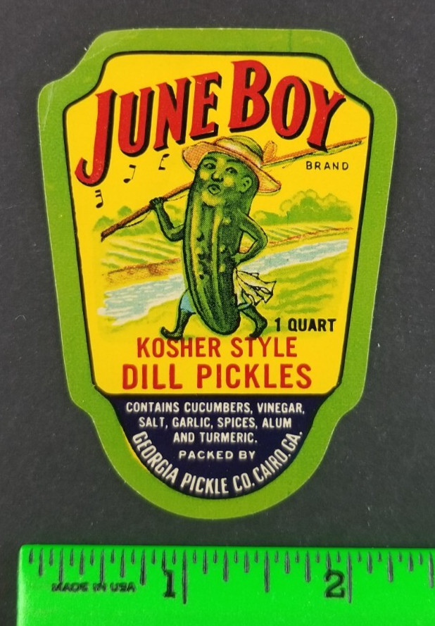 Vintage June Boy Dill Pickles Label Card