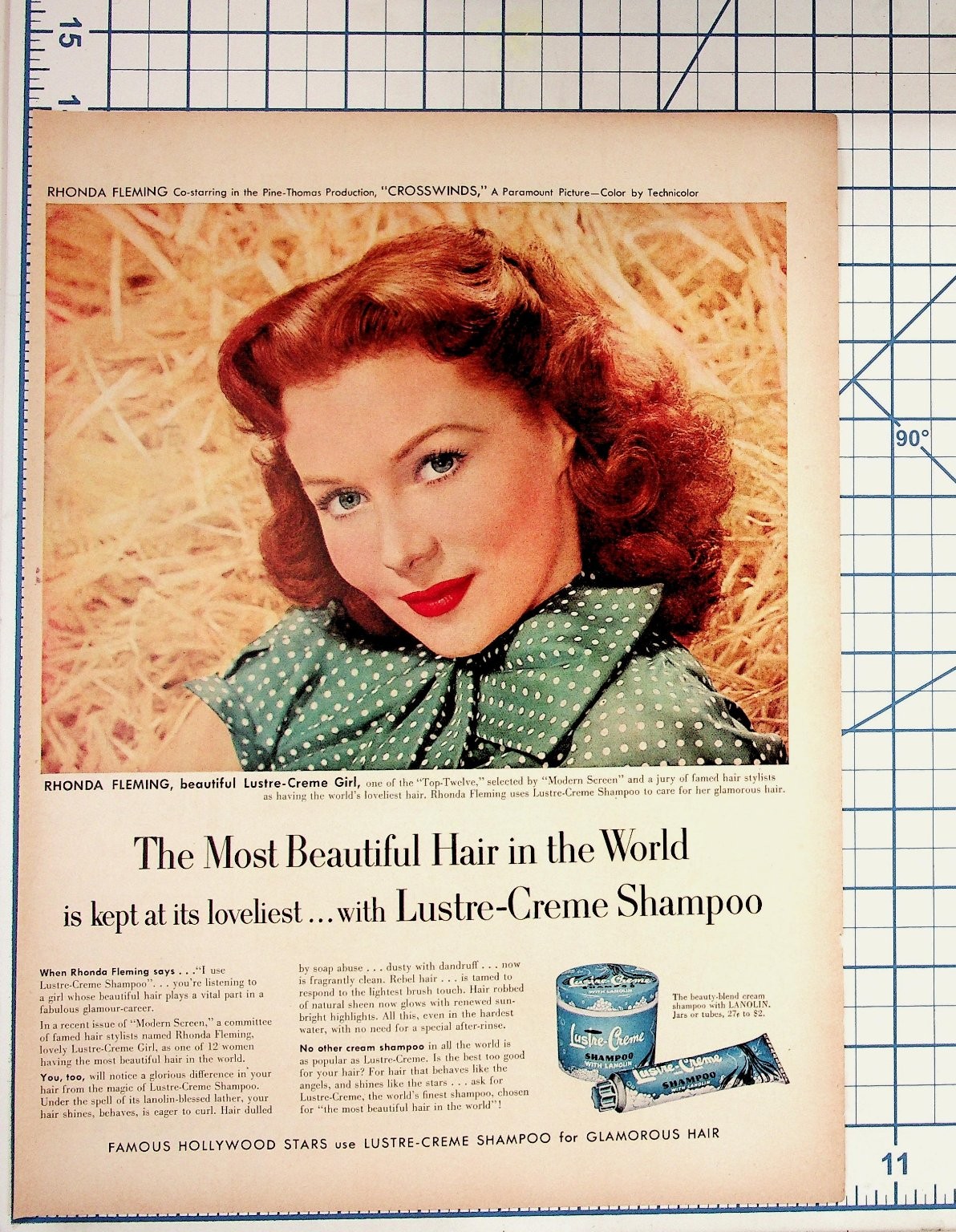 Rhonda Fleming Lustre-Creme Shampoo Ad Vintage Magazine Print Ephemera Rhonda Fleming Lustre-Creme Shampoo Ad Vintage Magazine Print Ephemera