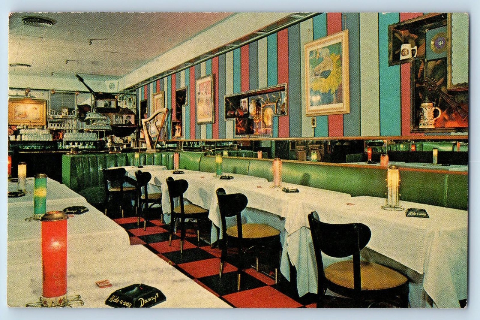 1964 New York City New York Postcard Danny\'s Hideaway Restaurant Arts Decor View