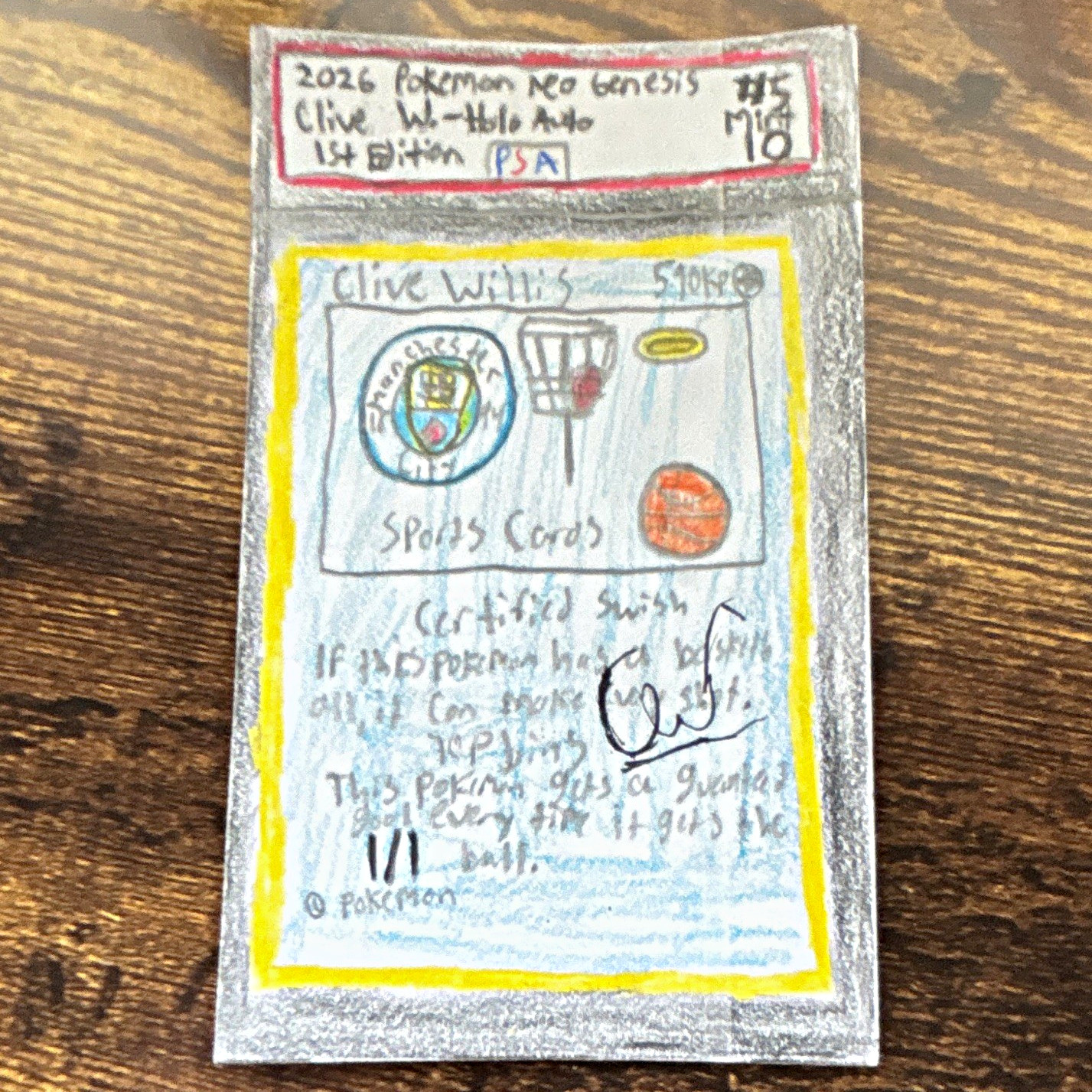 Pokémon Genesis 2026 #15 Clive W.  1st Edition Autographed PSA10 1/1 Seller Card