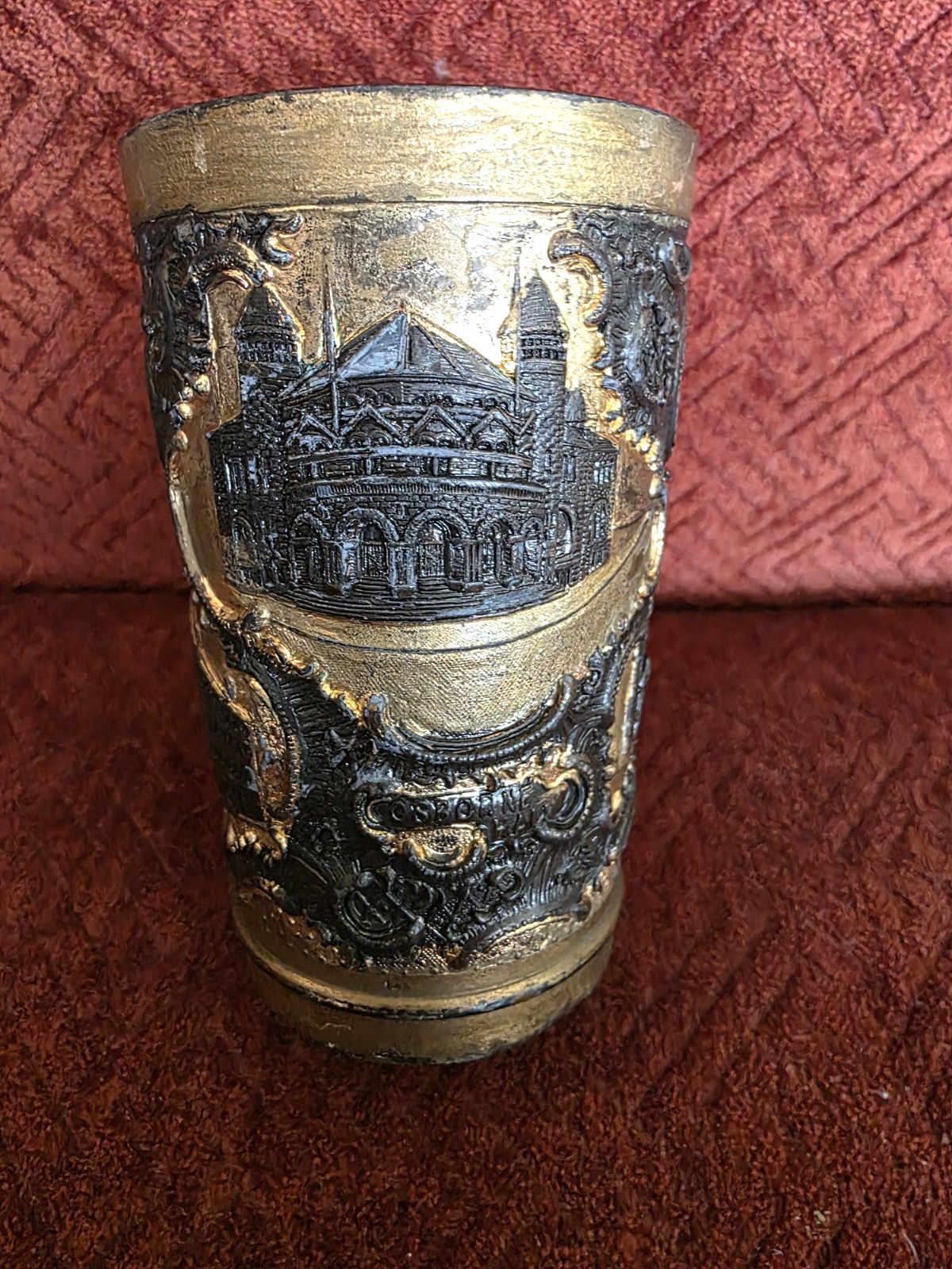 Rare ca. 1901 Souvenir Glasgow International Exhibition Qing Mark Metal Cup