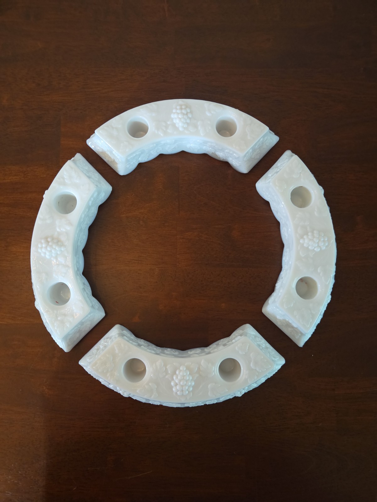 Westmoreland Paneled Grape Milk Glass Dbl Light Taper Candle Holder Wedding 