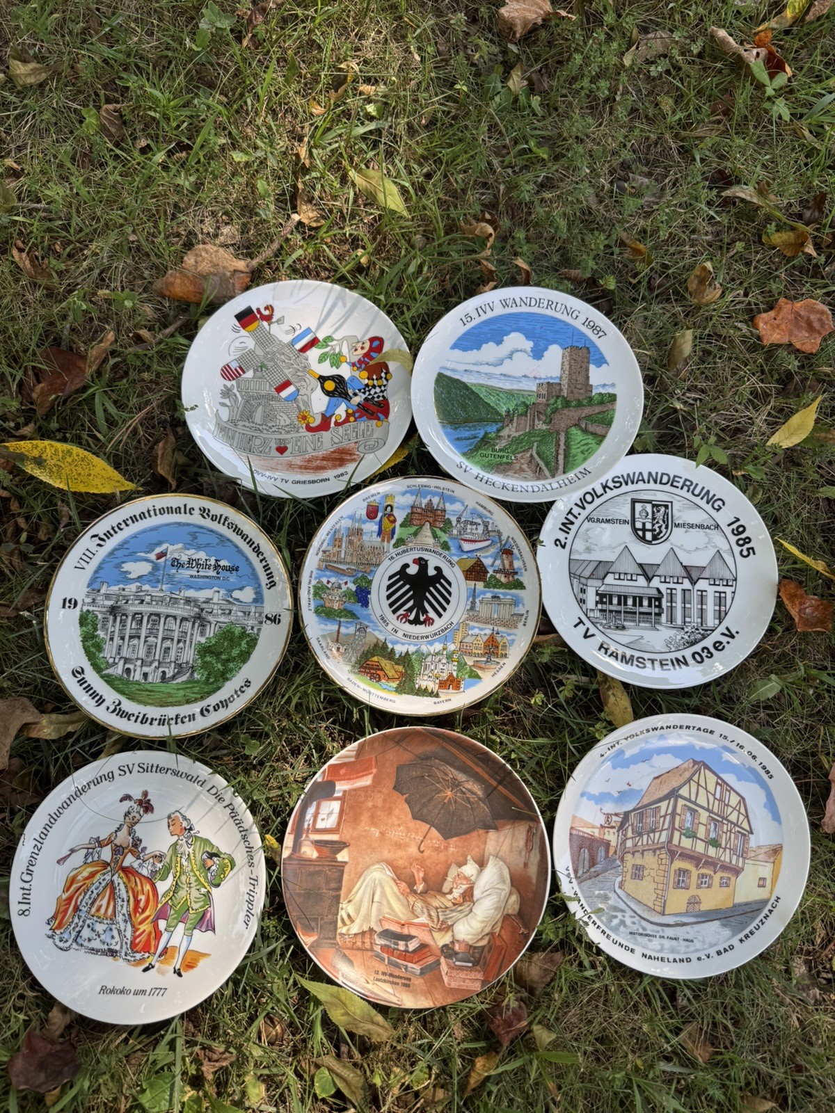 Vintage German Collector Plates Lot 8 Plates 7 1/2 Vintage German Collector Plates Lot 8 Plates 7 1/2