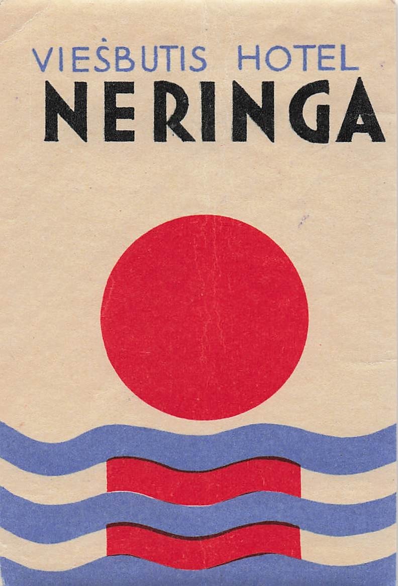 Viesbutis Hotel Neringa Lithuania Vintage Luggage Label