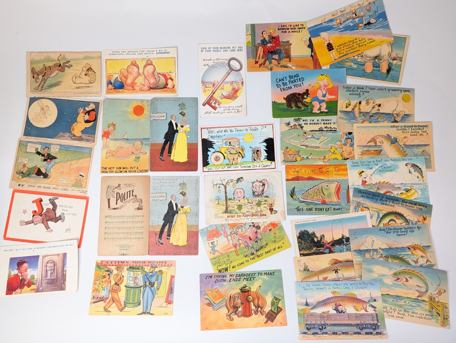 Lot 31 Vintage Comic Postcards Fishing Tall Tale Linen Opper Magic Iron Lot 31 Vintage Comic Postcards Fishing Tall Tale Linen Opper Magic Iron