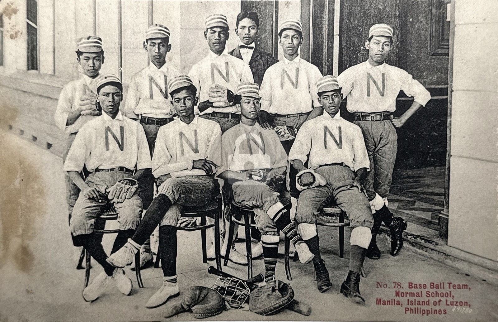 Baseball Team 1900s Normal School Manila Island Luzon RPPC Photo Postcard COPY
