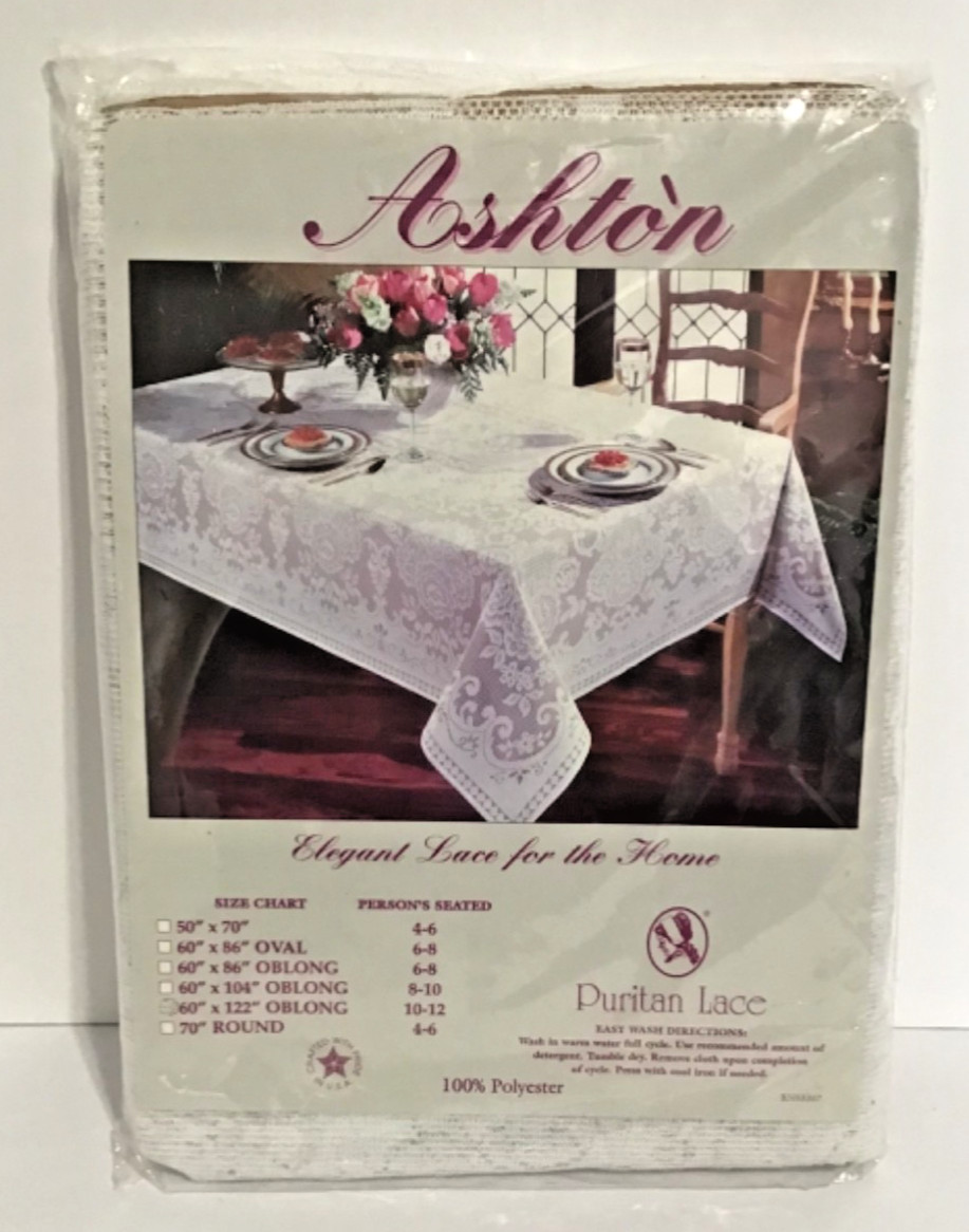Vtg Ashton Elegant Lace Tablecloth 60