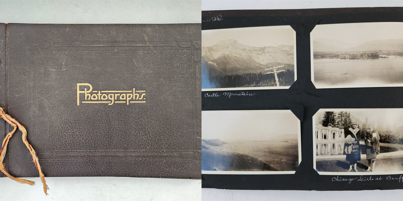 1927 antique TRAVEL PHOTO ALBUM colorado canada banff rocky mtns calgary INDIAN