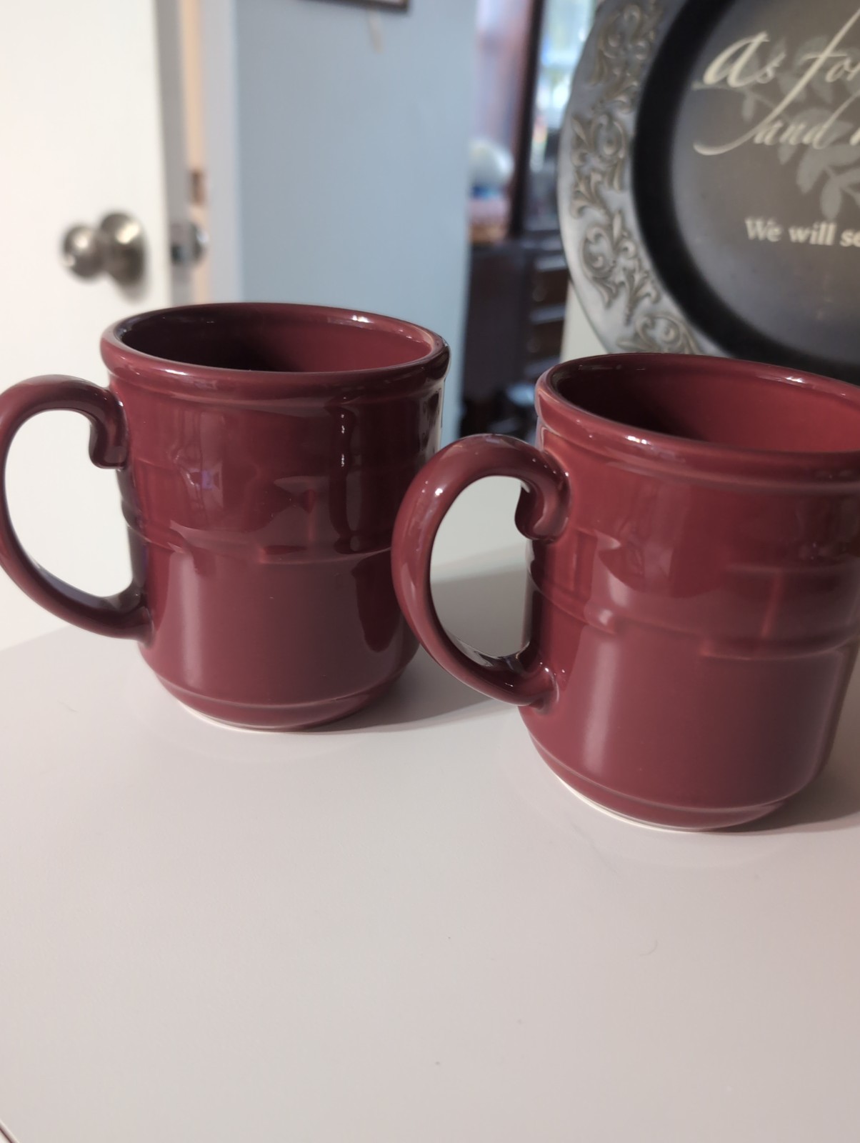 Longaberger Pottery Woven Traditions Paprika Coffee Mugs Set Of 2 Made in USA
