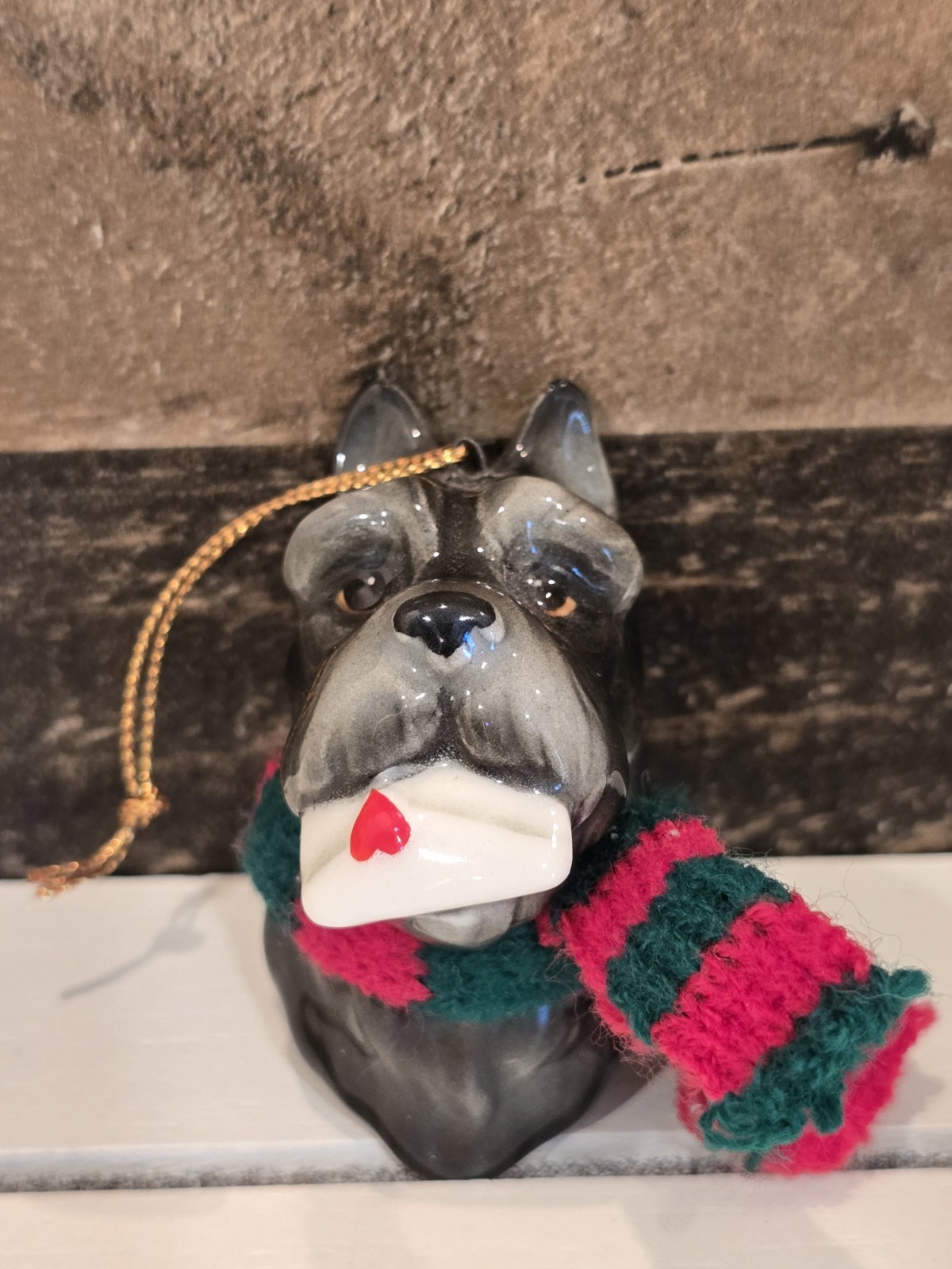 Vintage Schnauzer Christmas Ornament Ceramic Ron Gordon Designs Inc. Japan