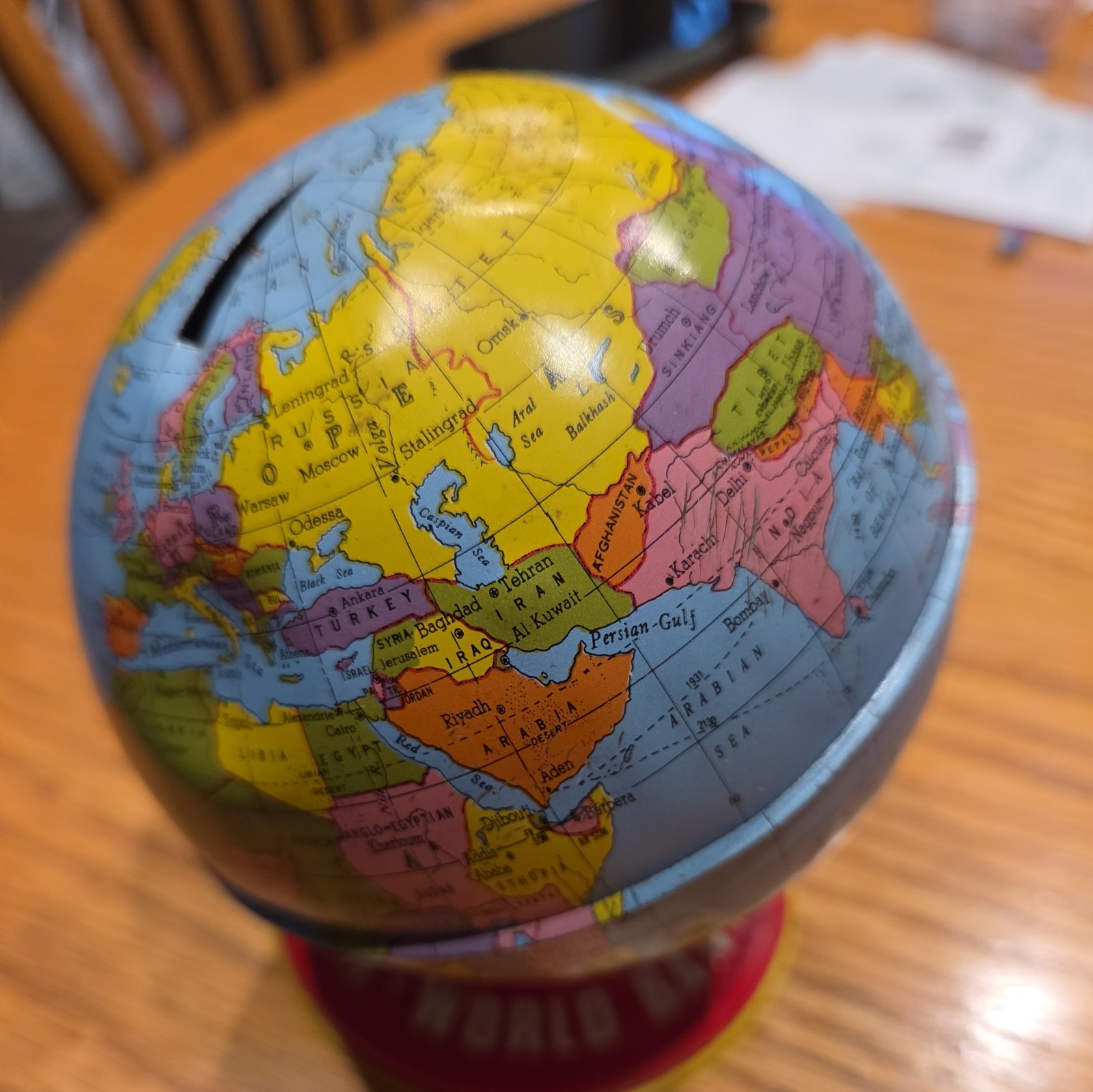 Vintage Metal Ohio Art Co Globe Savings Bank (2 globes)