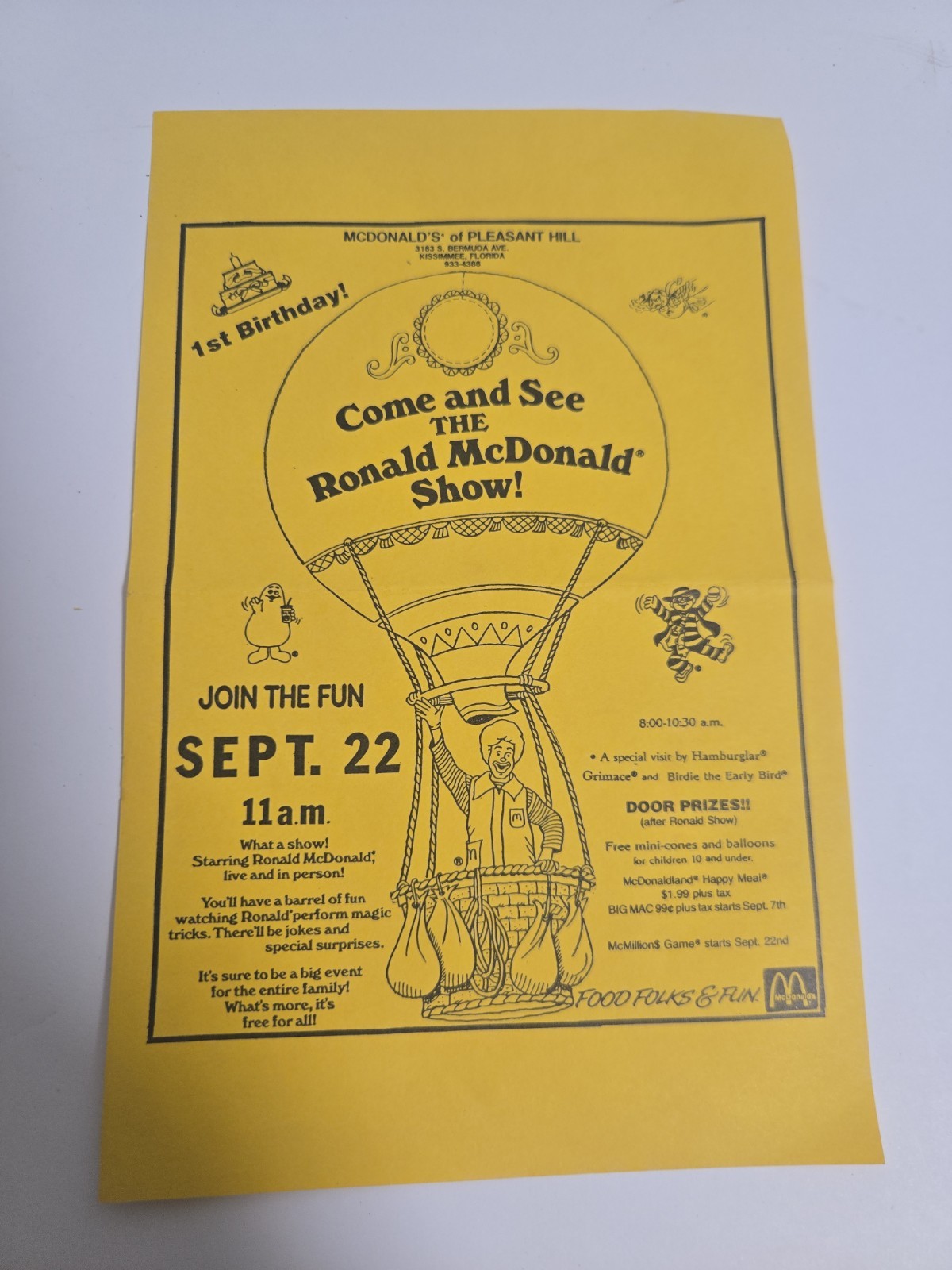 Rare Ronald Mcdonald First Birthday Kissimmee Florida Pleasant Hill McDonald\'s 