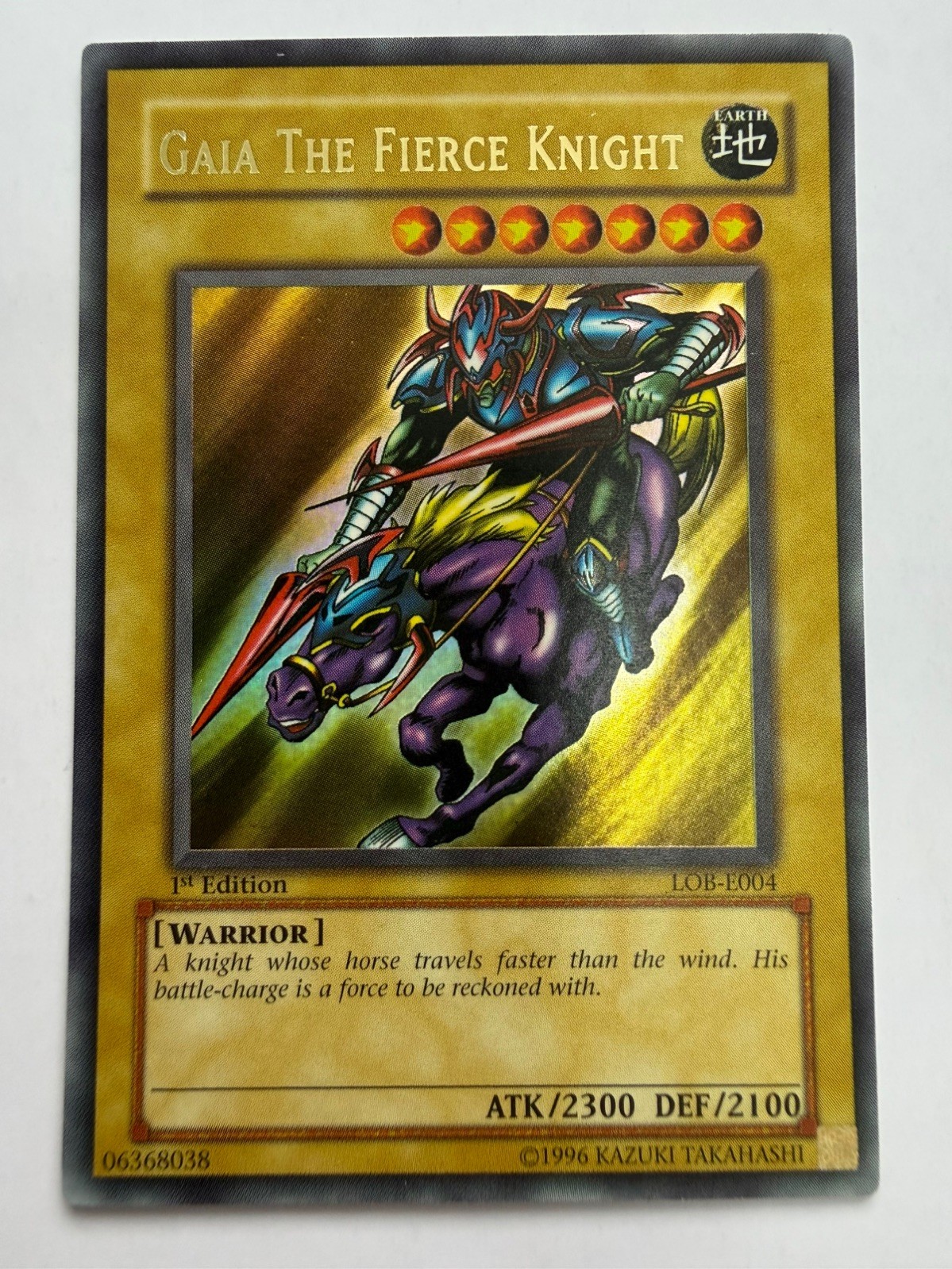 Gaia The Fierce Knight - LOB-E004 - Ultra Rare - 1st Edition - Yugioh LP Gaia The Fierce Knight - LOB-E004 - Ultra Rare - 1st Edition - Yugioh LP