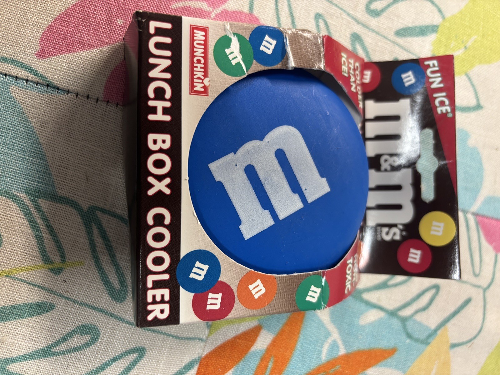M&M’s Fun Ice Reusable Lunch Box Cooler Pack Blue 1997 Candy & Nuts Theme