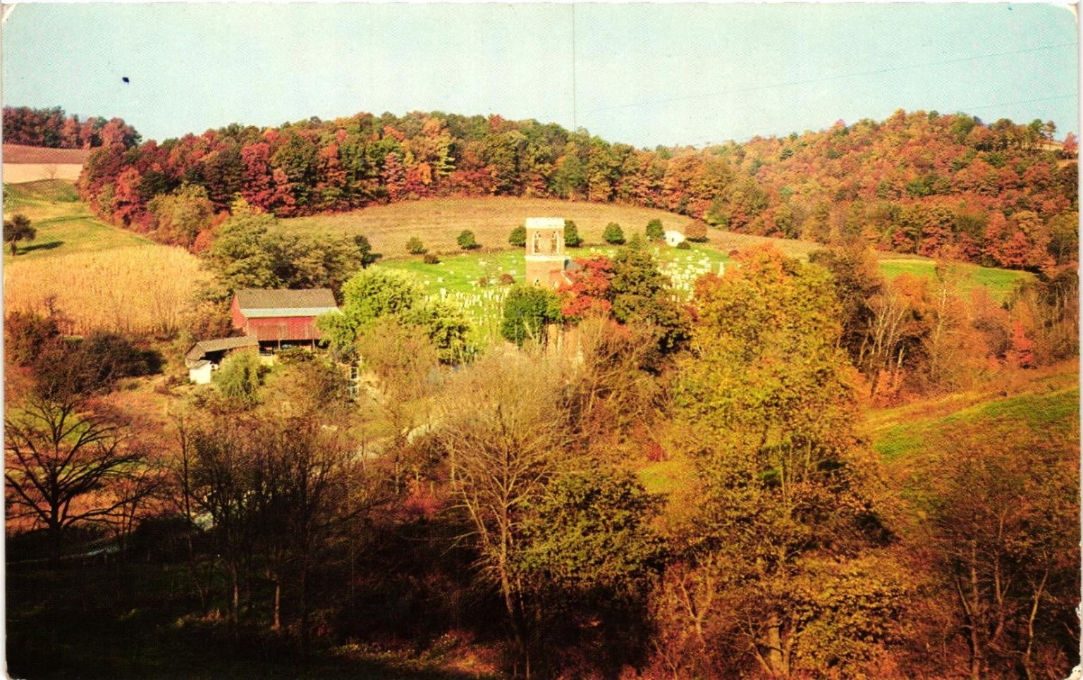 Dunkel\'s Church Berks County Reading PA Autumn Dexter Press Postcard