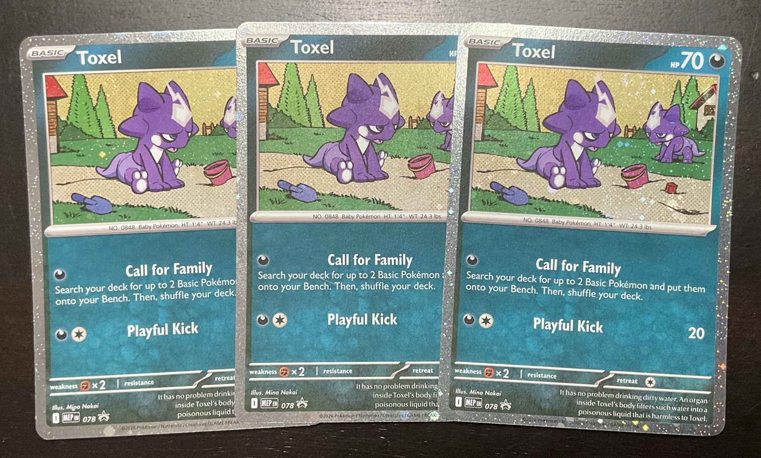 Toxel (Cosmos Holo) 078 Promo ME: Mega Evolution Promo Pokemon NM Lot 3x Cards