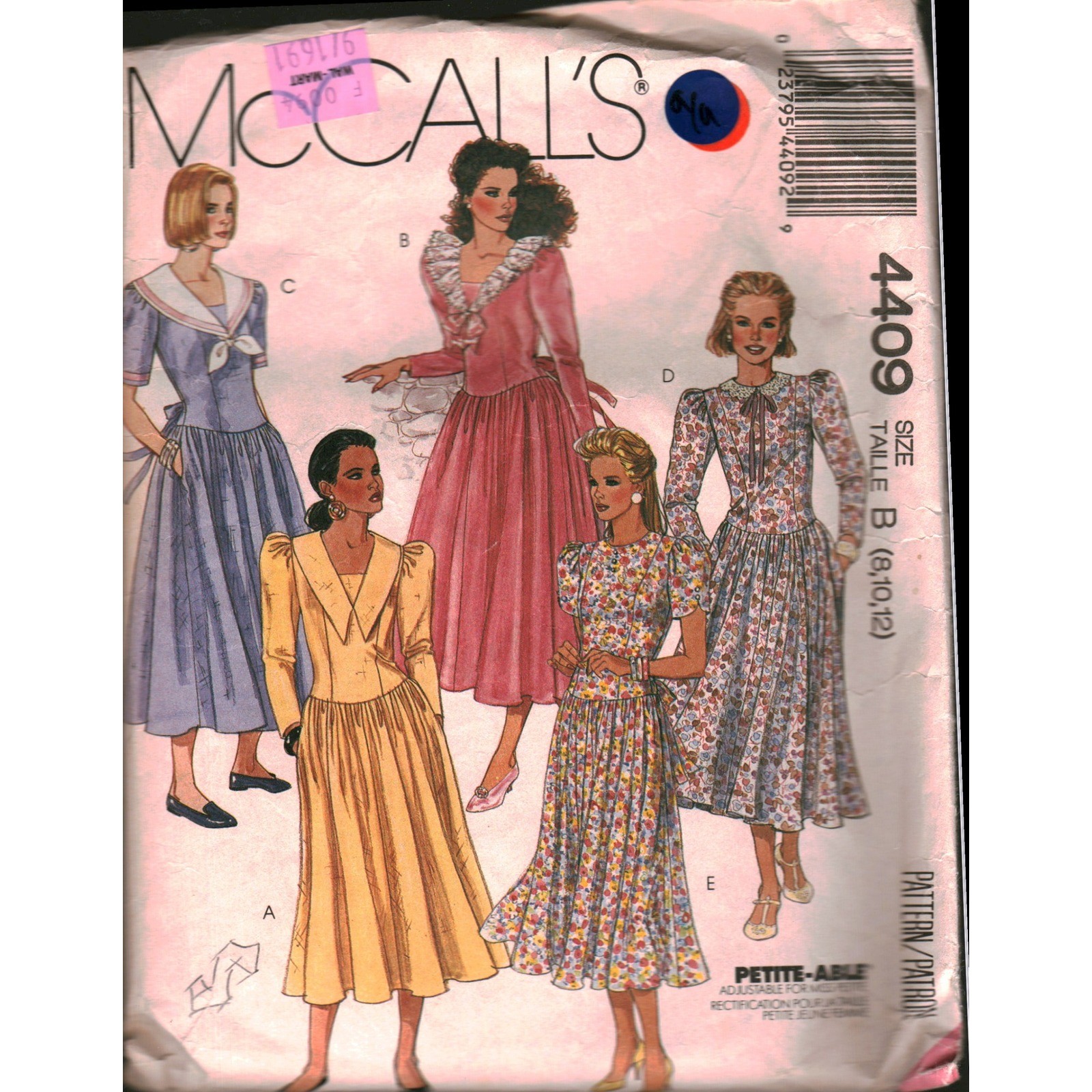 Vintage 1989 McCall\'s 4409 Misses Dress Sewing Pattern Size B 8 10 cut Vintage 1989 McCall\'s 4409 Misses Dress Sewing Pattern Size B 8 10 cut