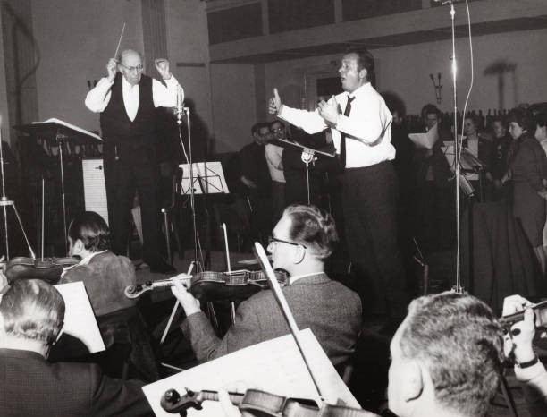 Austrian composer conductor Robert Stolz working with opera singer- Old Photo 3