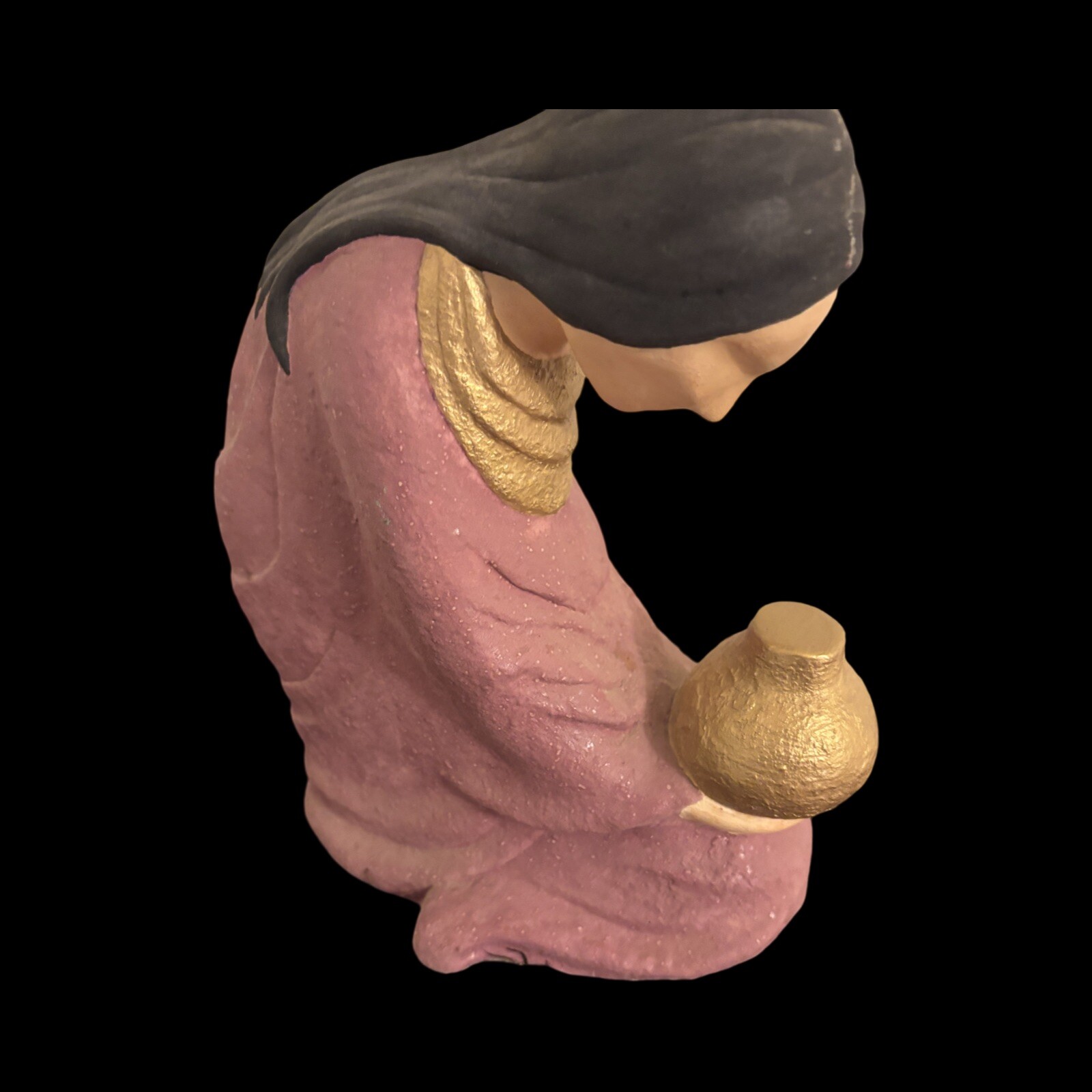 Vtg Clay Pottery Native American Woman Holding Pottery Vase Signed