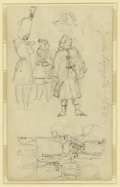 Photo:Garde Lafayette Soldiers Woman Sketches 1860 France