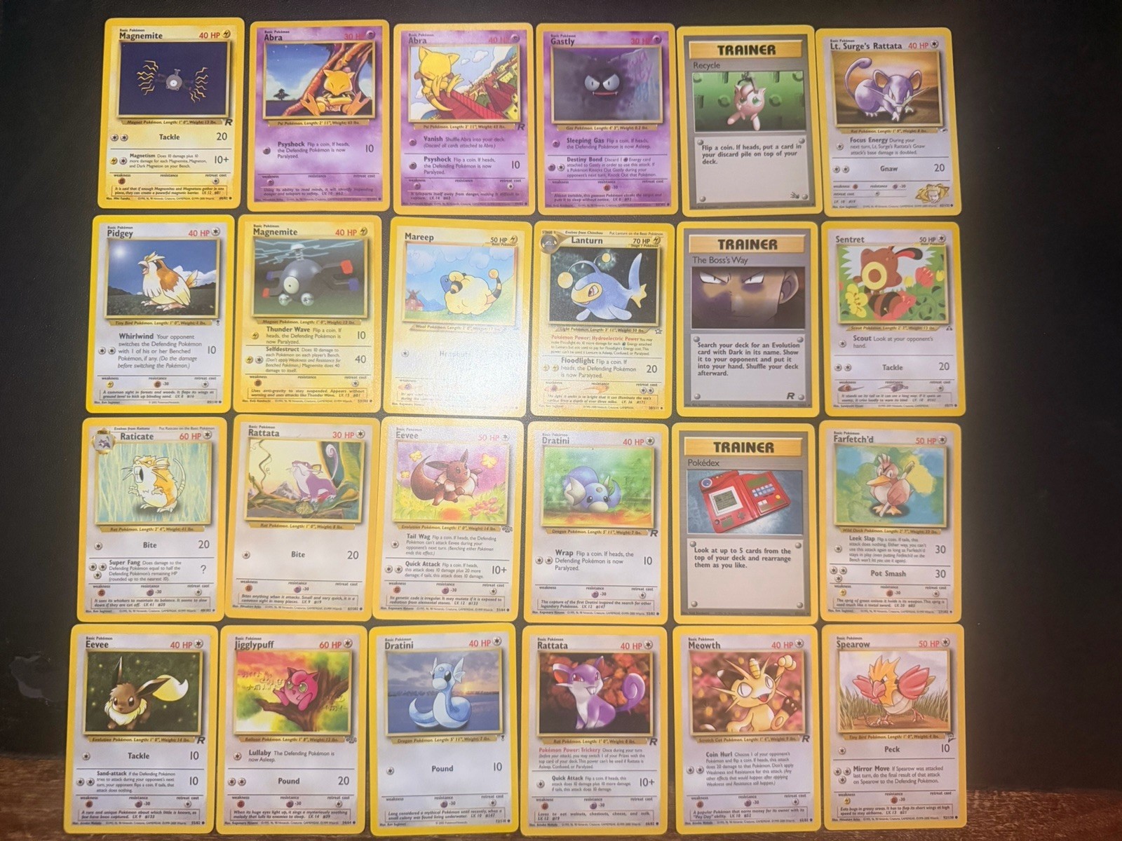 Pokemon 24 Card Vintage Lot Eevee Dratini Team Rocket Shadowless Raticate