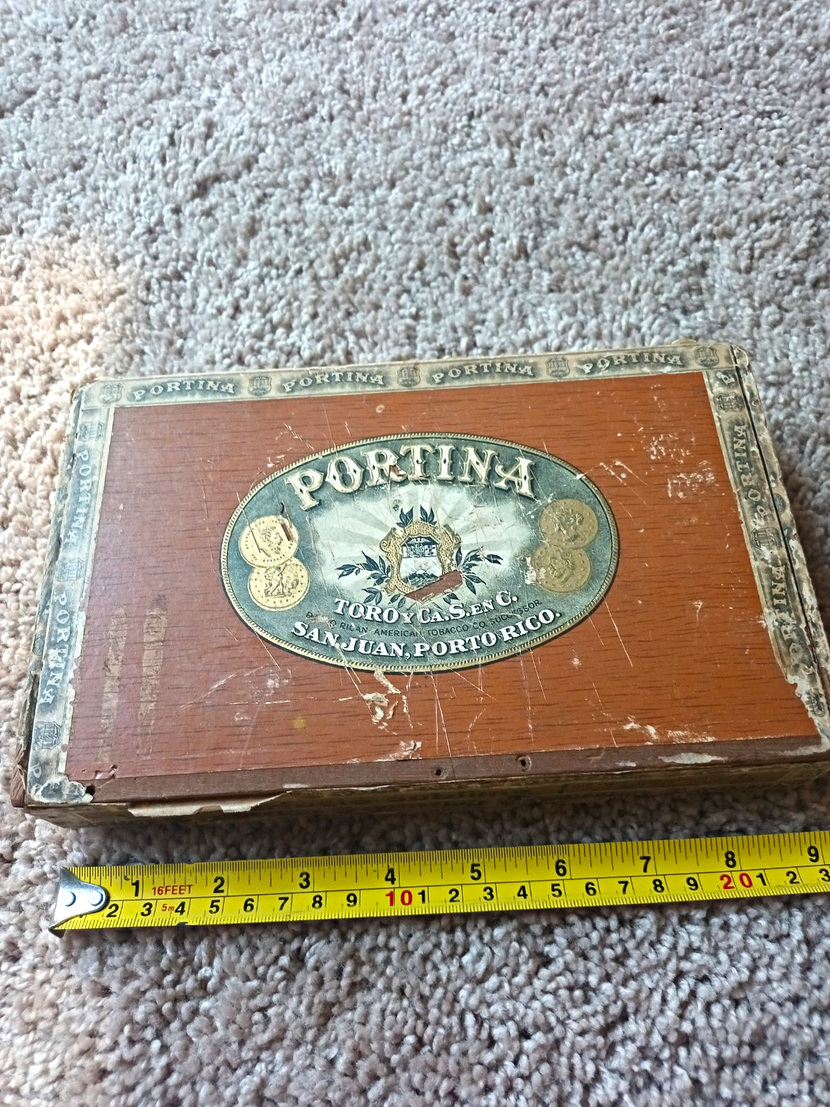 Vtg 1910s Portina Cigar Box Puerto Rico Wood Divider Grid Louisiana Tax Stamp Vtg 1910s Portina Cigar Box Puerto Rico Wood Divider Grid Louisiana Tax Stamp