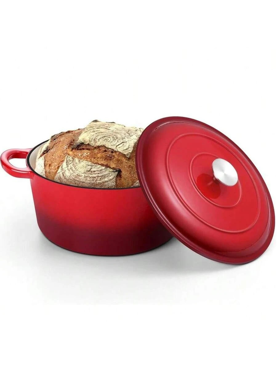 5QT Cast Iron Dutch Oven With Lid, Enameled Cast Iron Dutch Oven With Lid