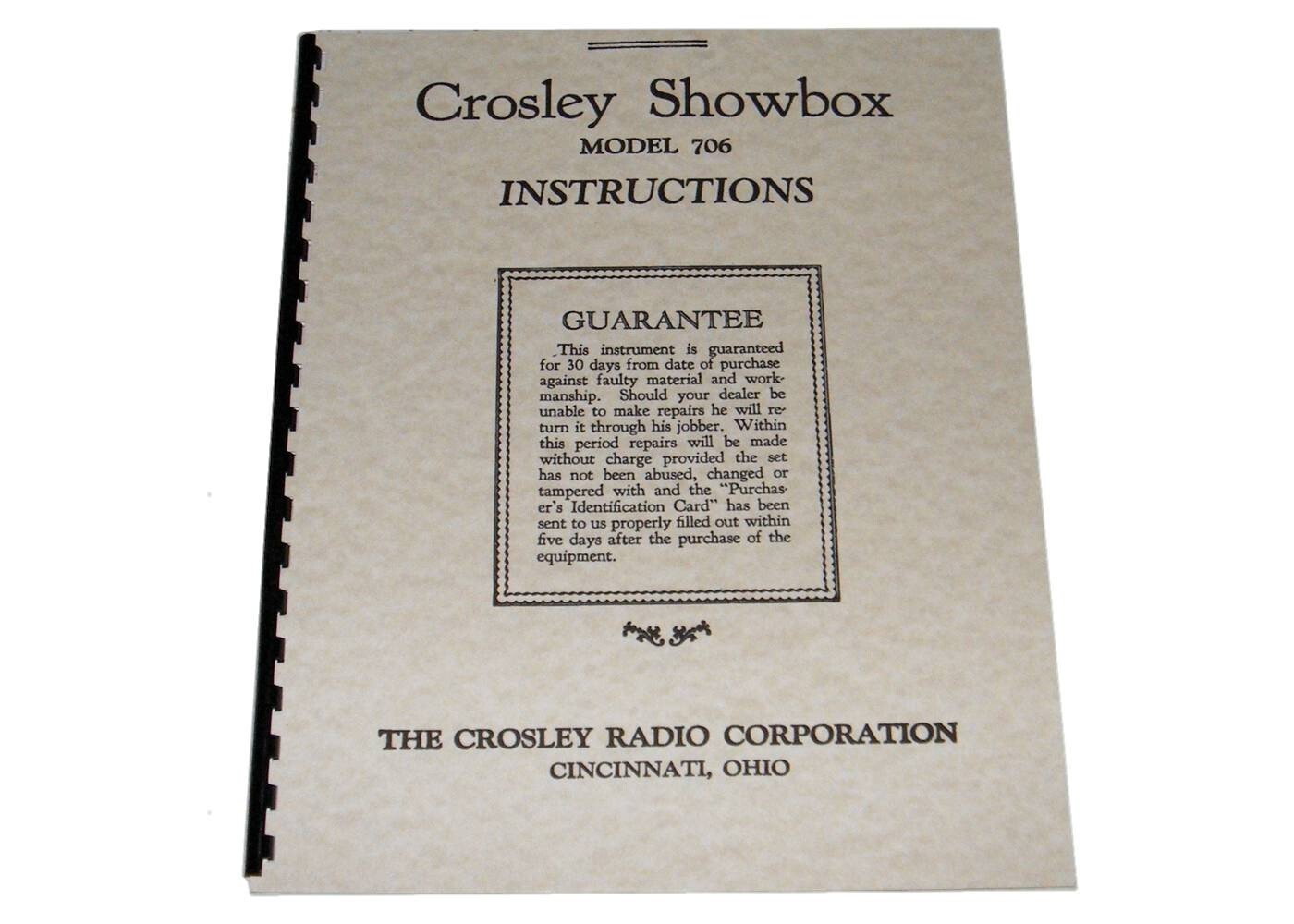 Crosley Showbox Model 706 Instruction Manual