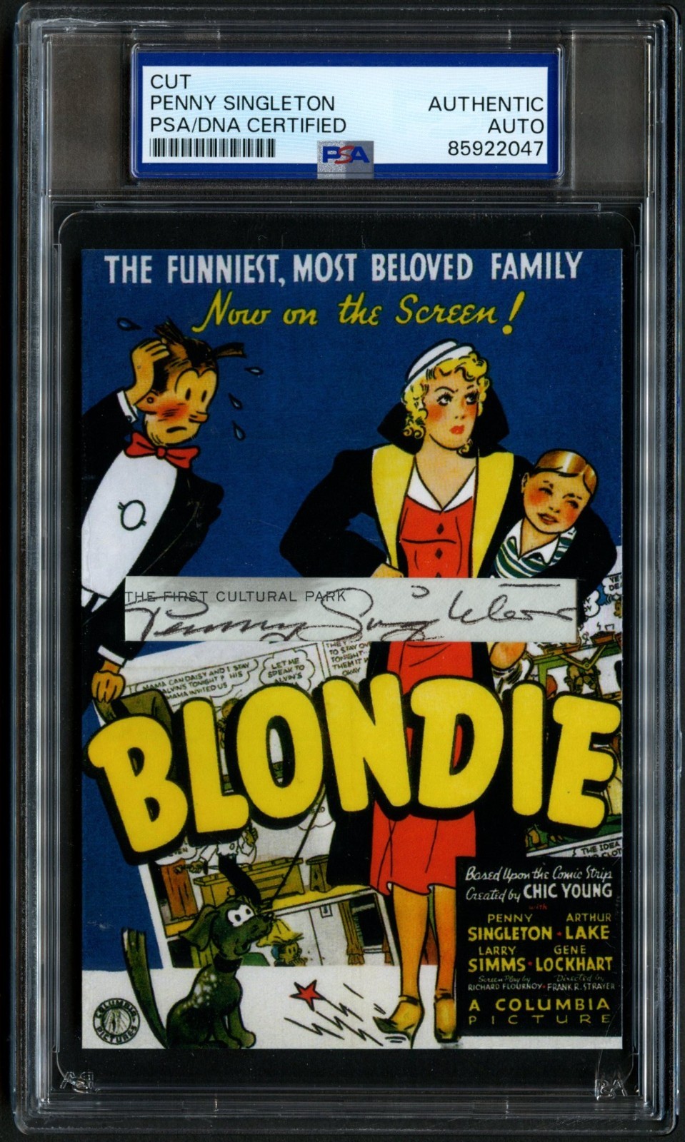 Penny Singleton signed autograph 3.5x5 Actress: Blondie Custom Cut PSA Slabbed