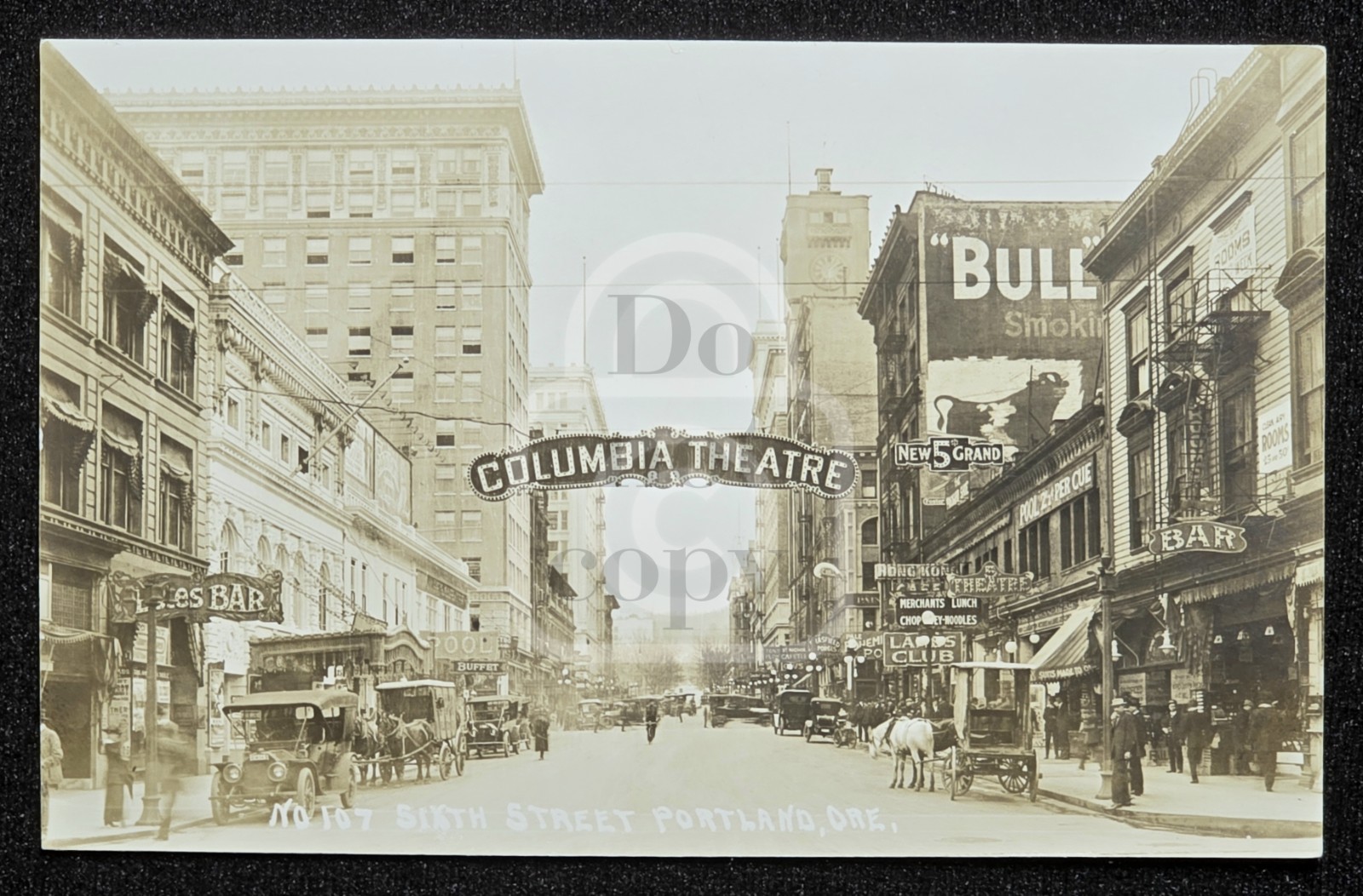 Incredible RPPC with Advertising Signs Portland, Oregon. C 1910 Multnomah Co 