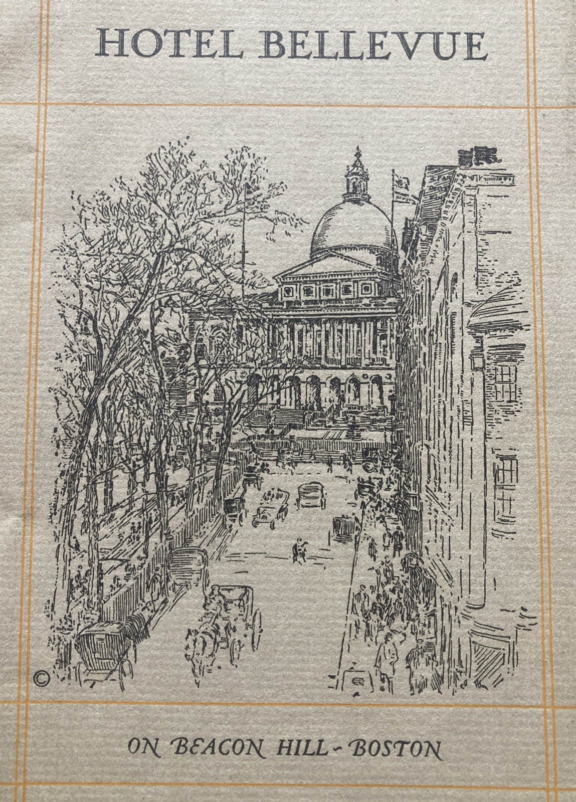 c1925 Hotel Bellevue On Beacon Hill Booklet  Boston Massachusetts 15 Pages