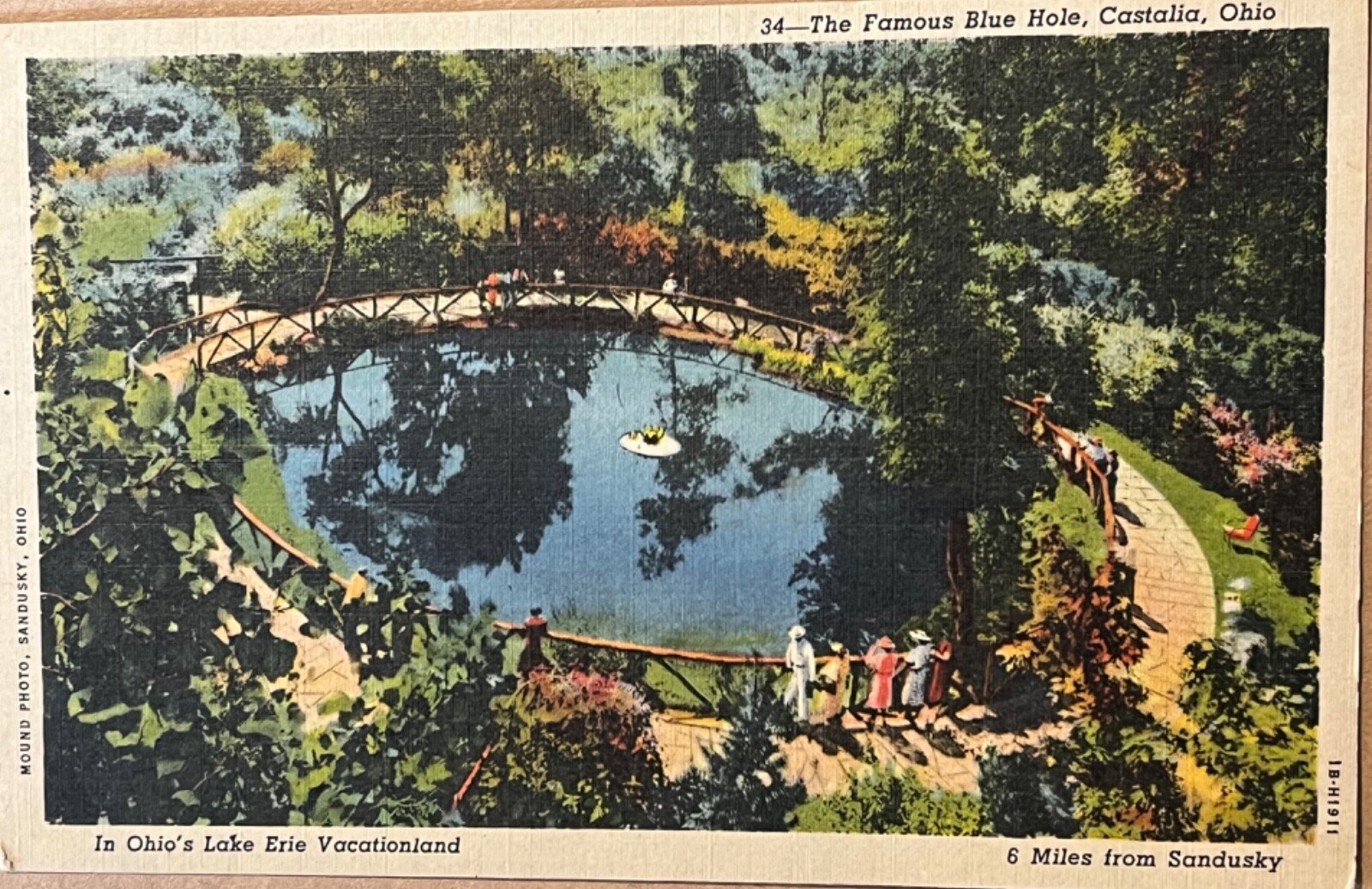 Castalia Ohio Blue Hole Vintage Sandusky Postcard c1940
