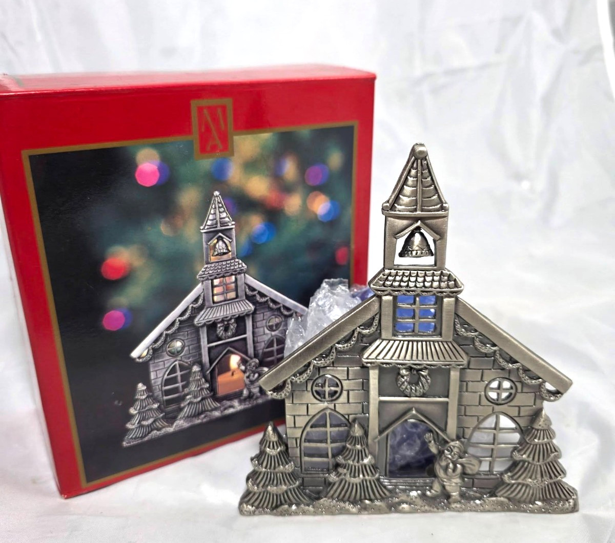 Madison Avenue 5in Church Shaped Candle Holder PEWTER Finish BEAUTIFUL  NEW