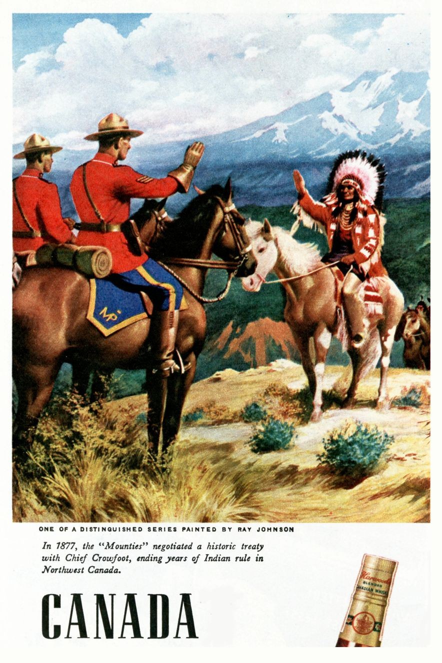 🇨🇦 Vintage Canada Mounties Poster - 1877 Treaty Scene - 24x36” - Hi-Res💎