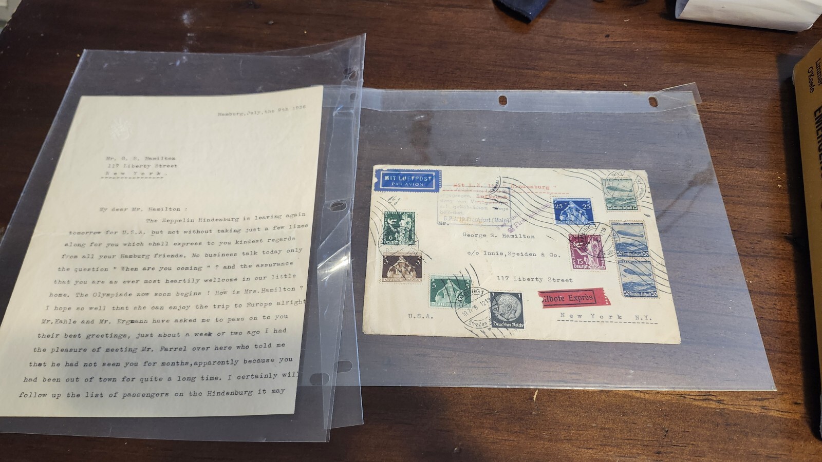 HINDENBURG ZEPPELIN  1936 Envelope  2 Pg Letter Flown Stamped Postmarked Germany