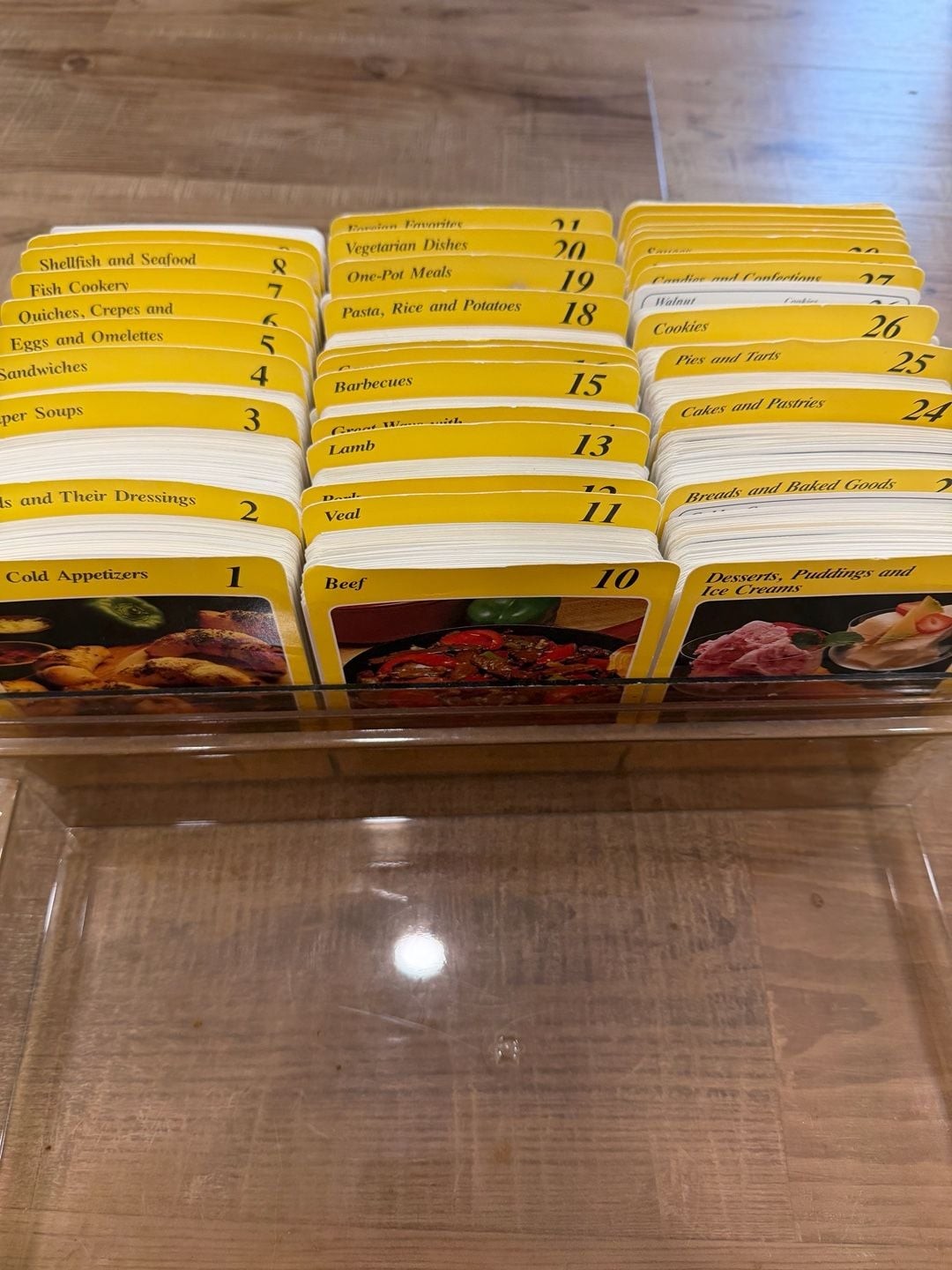 Vintage My Great Recipes Card Library 1980s Recipe Cards In Lucite Box