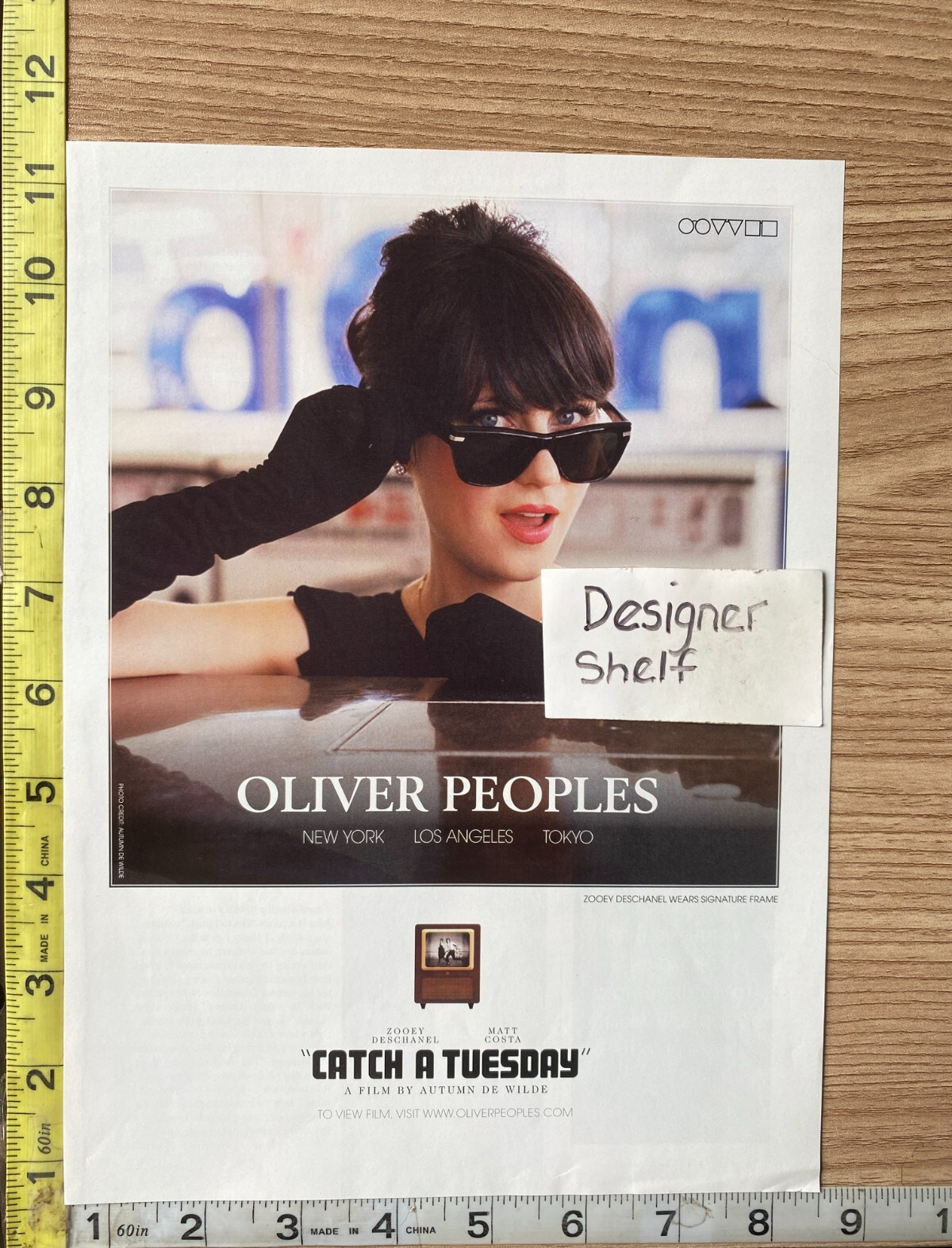 Zooey Dechanel For Oliver Peoples Sunglasses 2009 Print  Advertisement