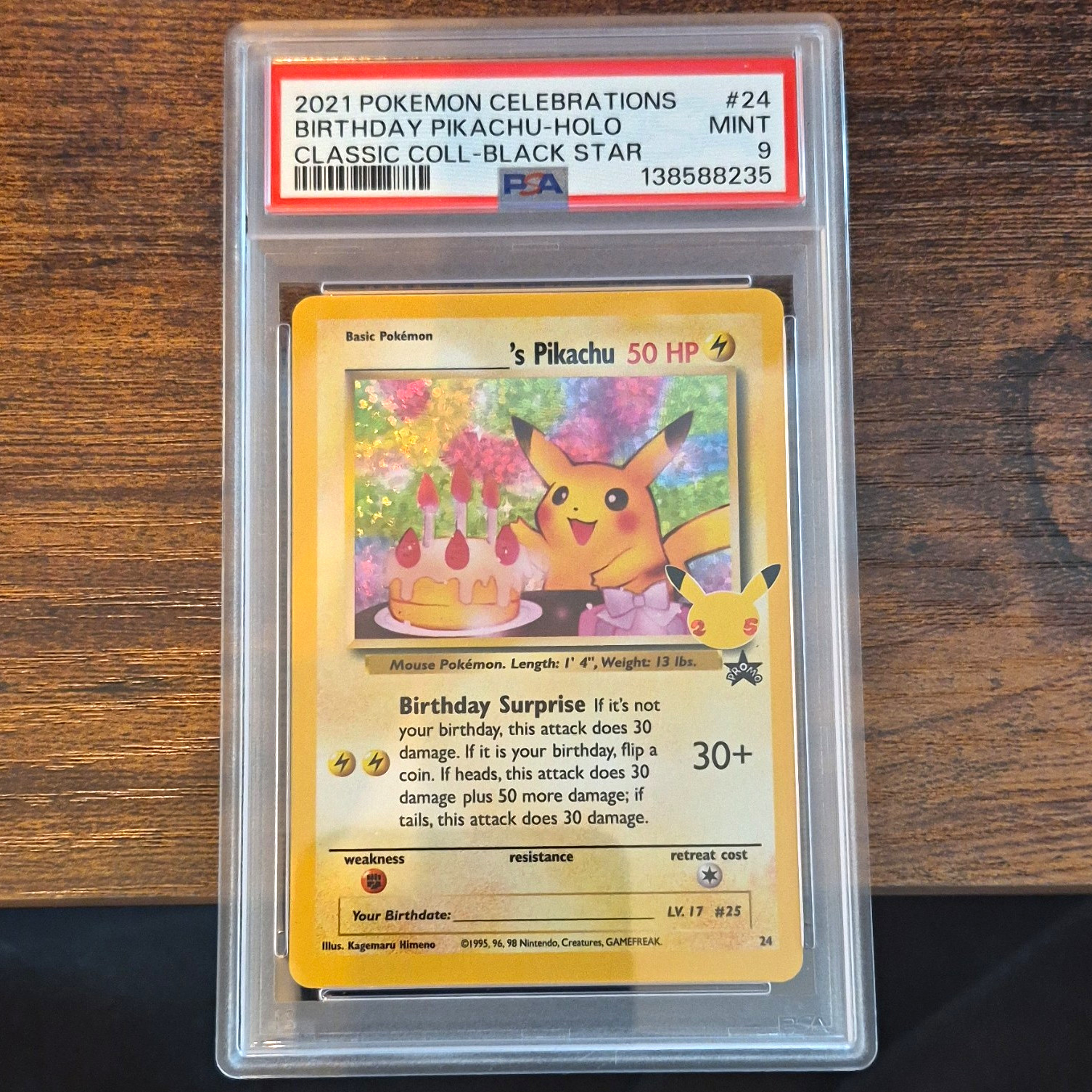 Pokémon 2021 Celebrations Birthday Pikachu #24 Holo Classic Black Star PSA 9